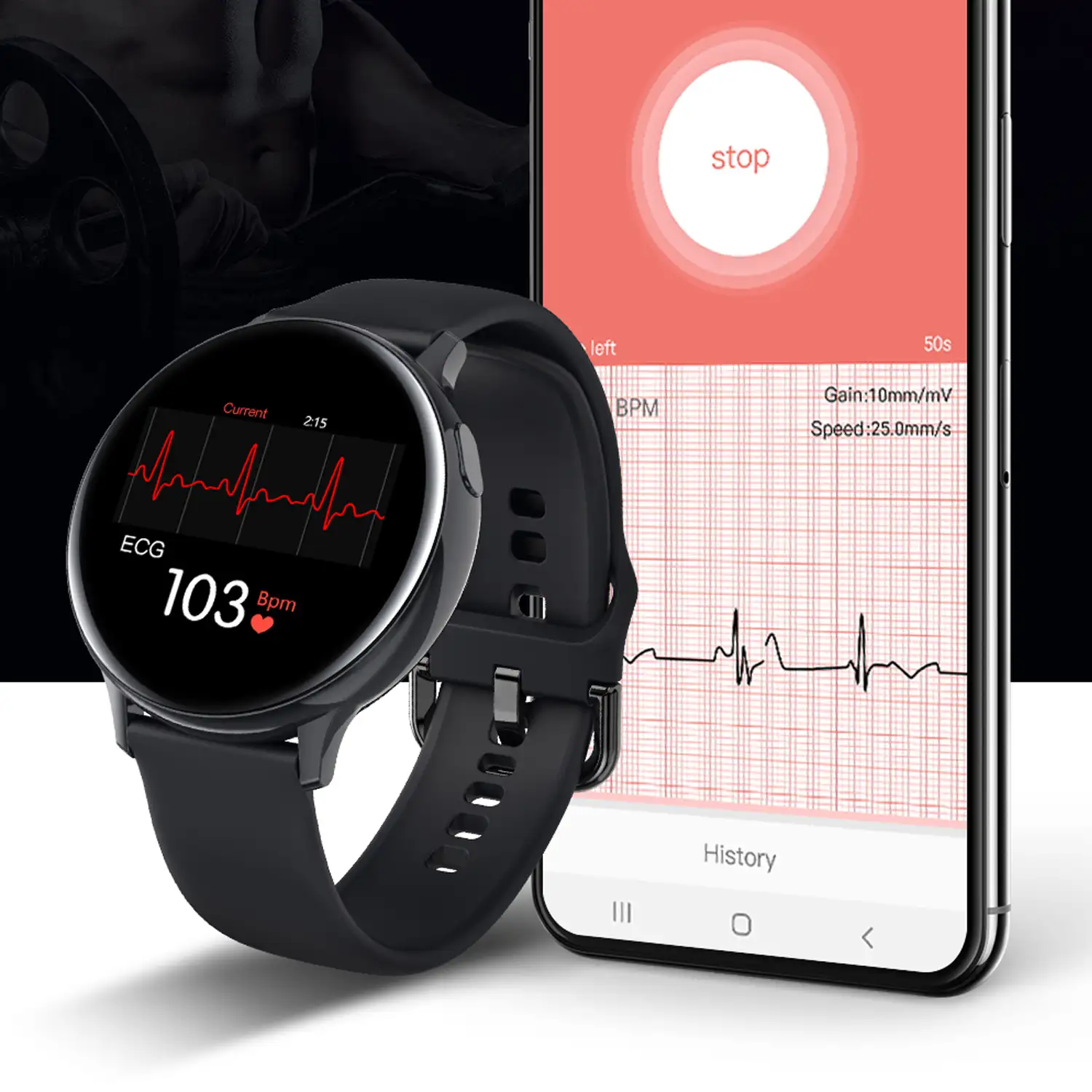 Smartwatch deportivo S30, con notificaciones de aplicaciones. Monitor de tensión y O2 en sangre. Batería de larga duración.