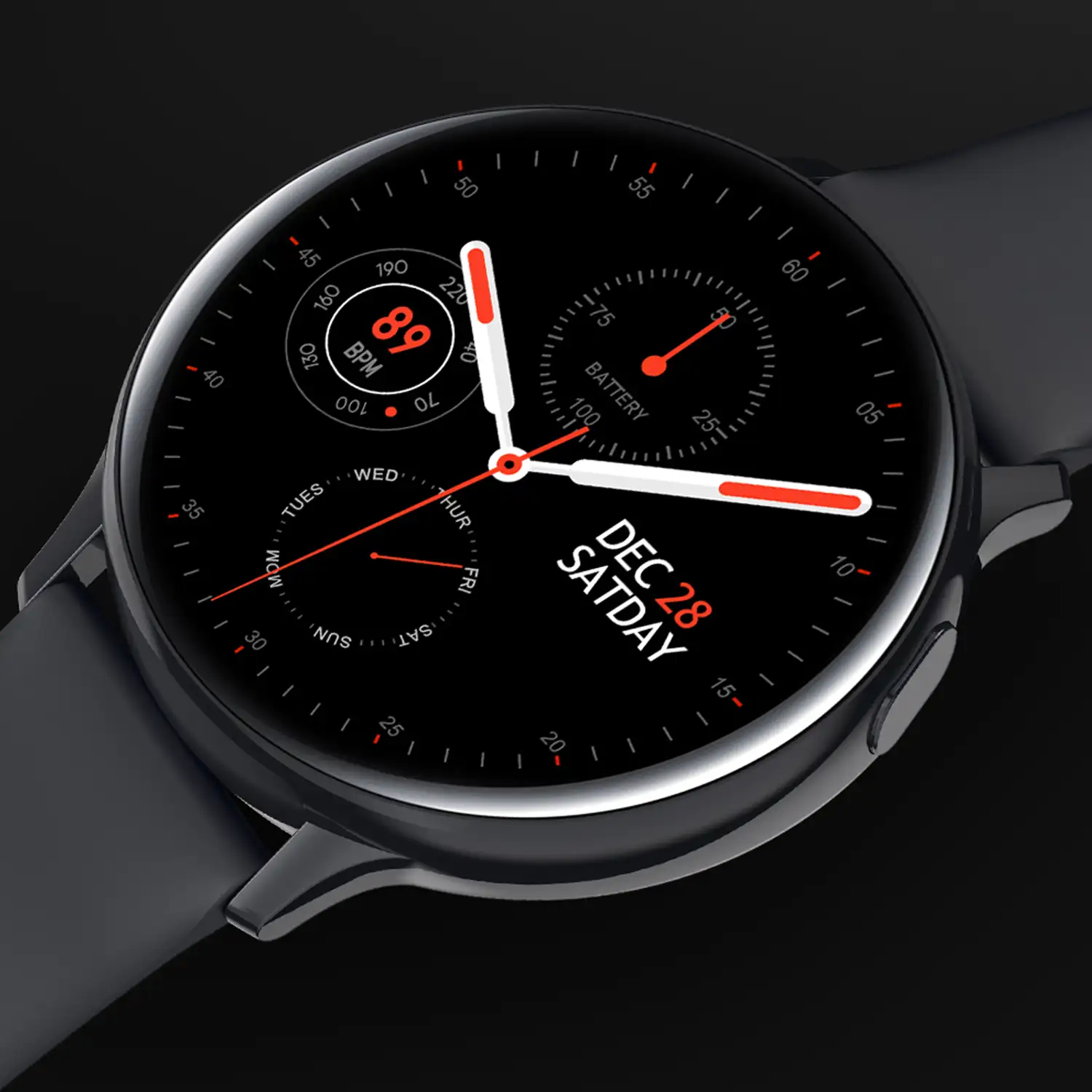 Smartwatch deportivo S30, con notificaciones de aplicaciones. Monitor de tensión y O2 en sangre. Batería de larga duración.