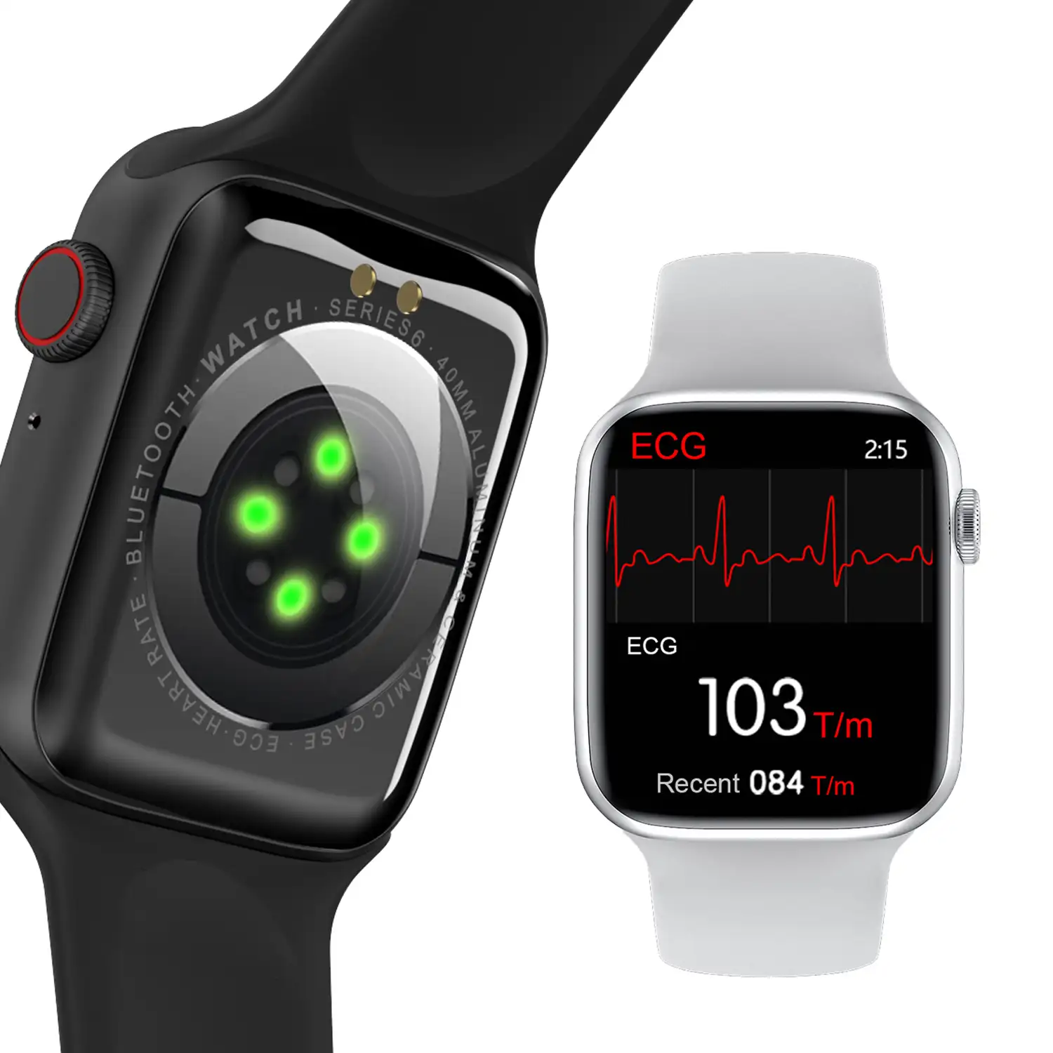 Smartwatch W26M con notificaciones de aplicaciones. Monitor de salud con termómetro, ECG y monitor de tensión. Modos deportivos.