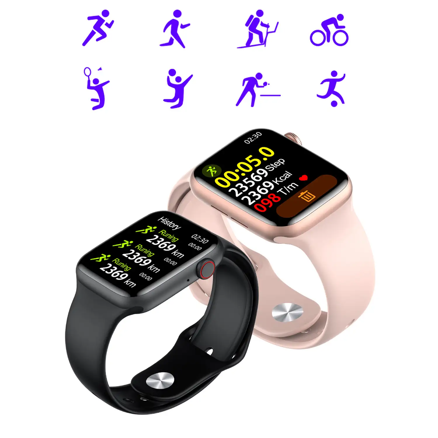 Smartwatch W26M con notificaciones de aplicaciones. Monitor de salud con termómetro, ECG y monitor de tensión. Modos deportivos.