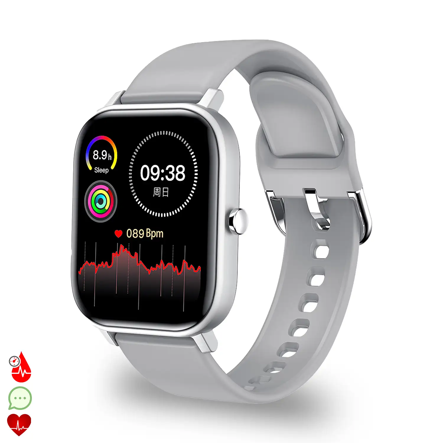 Smartwatch L18 con termómetro. Monitor de salud con ECG, O2 en sangre y monitor de tensión. Modos deportivos.