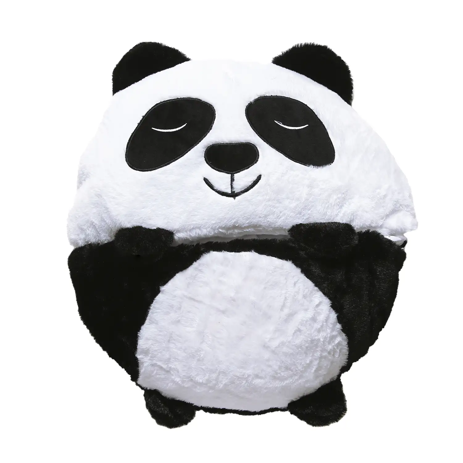 Saco de dormir convertible en almohada, para niños, Osito Panda. Tacto peluche. Grande /L: 170x70cm.