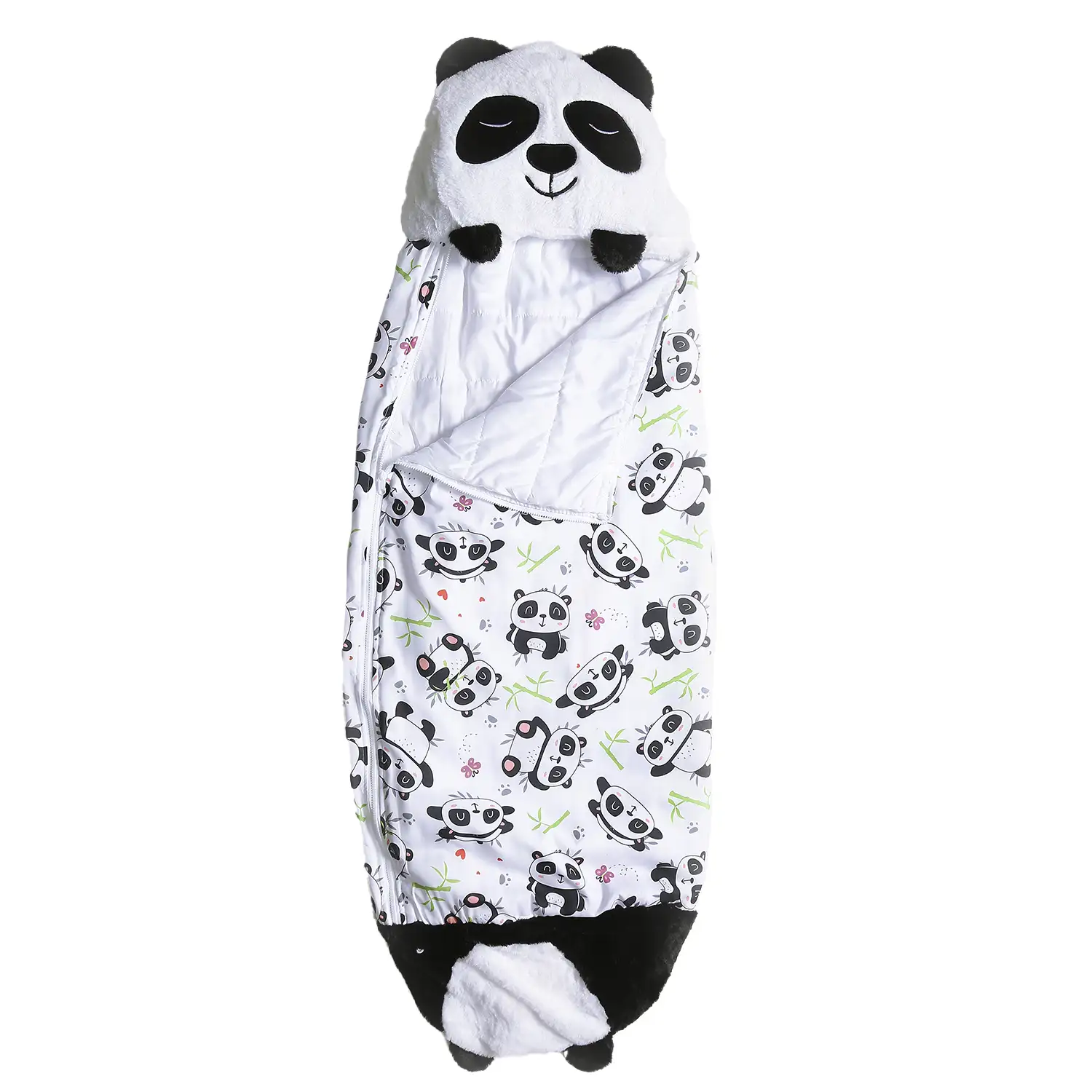 Saco de dormir convertible en almohada, para niños, Osito Panda. Tacto peluche. Grande /L: 170x70cm.