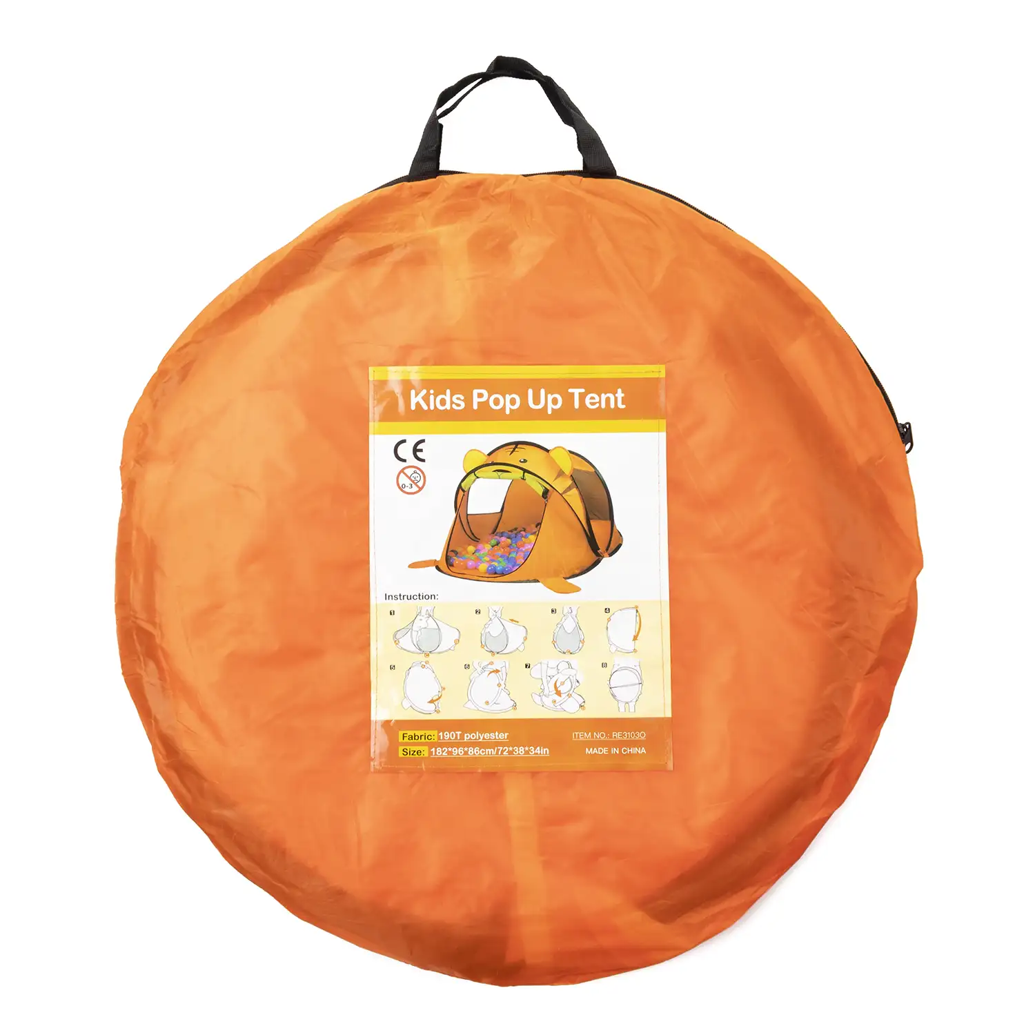 Tienda de campaña infantil Tigre. 182x96cm. Juego al aire libre, plegable. Pop-up.