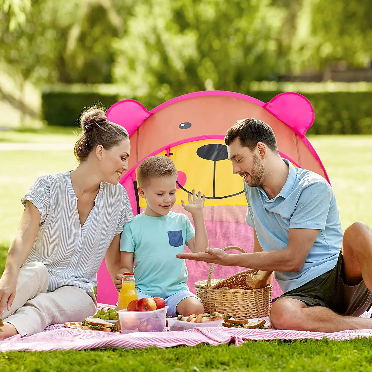 Tienda de campaña infantil Osito Rosa. 182x96cm. Juego al aire libre, plegable. Pop-up.