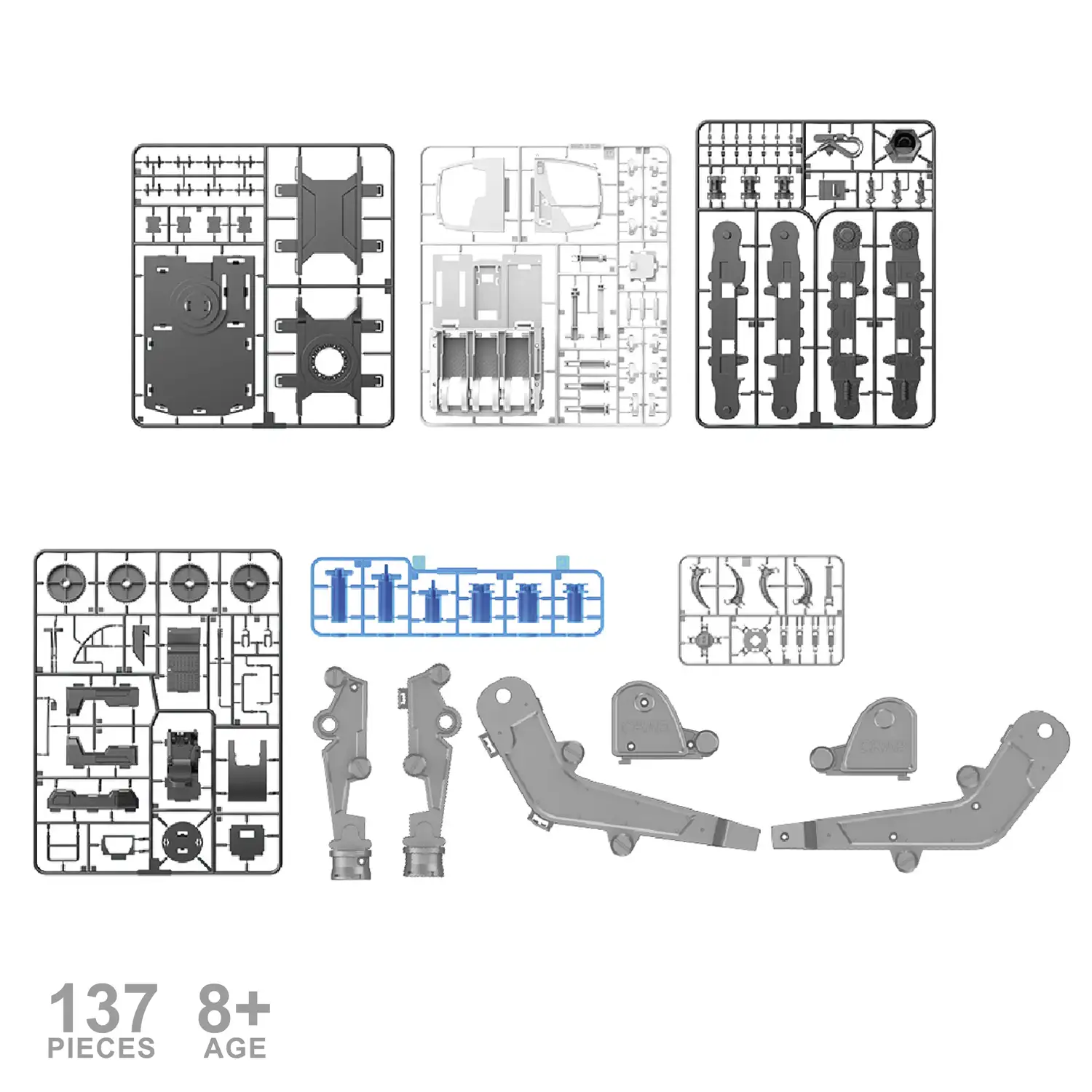 Excavadora con cuchara hidráulica para construir. 137 piezas.