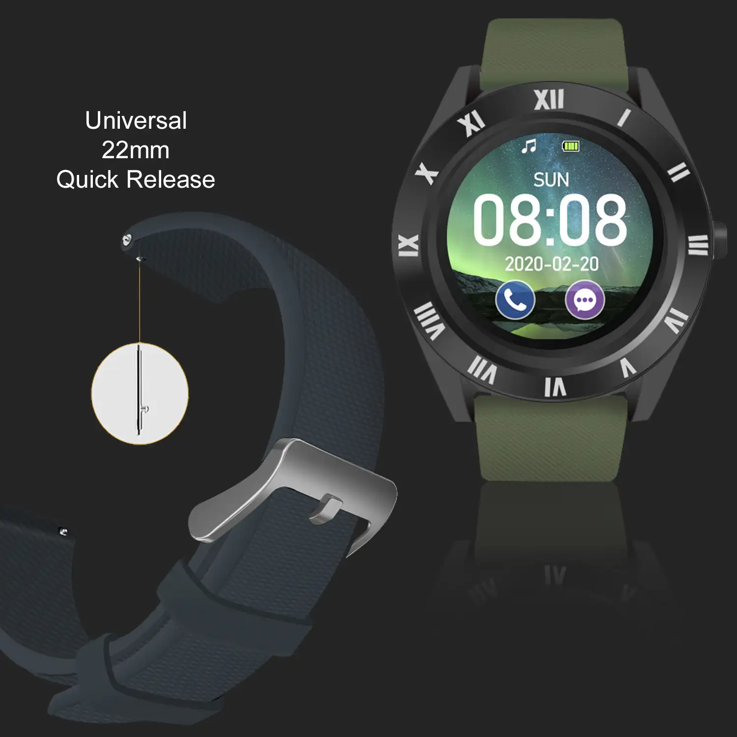 Smartwatch M11 multifunción con cámara, podómetro, aviso de llamadas, notificaciones. App para Android. Opción de SIM y micro SD.