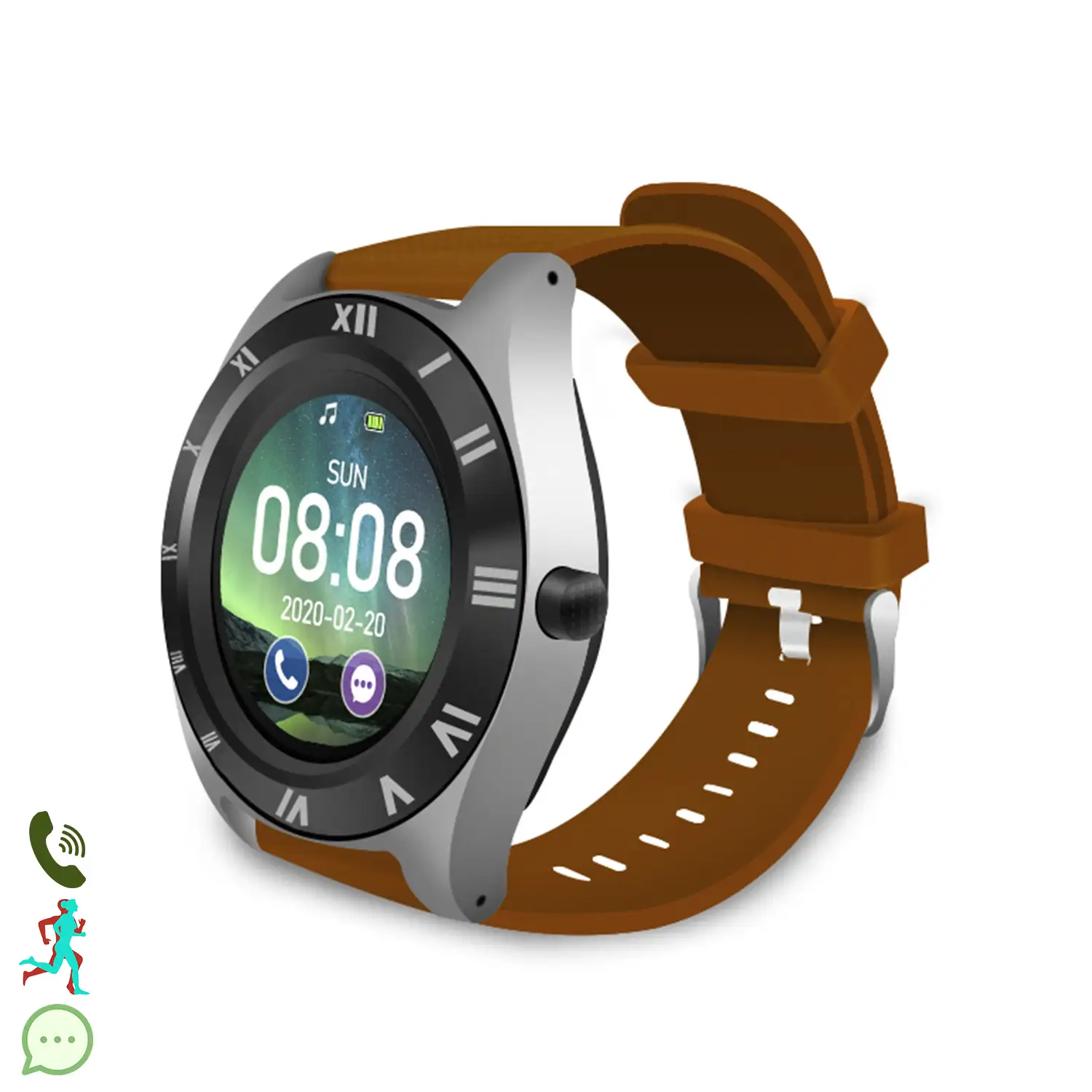 Smartwatch M11 multifunción con cámara, podómetro, aviso de llamadas, notificaciones. App para Android. Opción de SIM y micro SD.