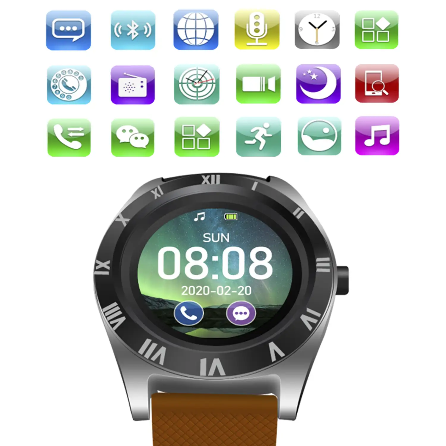 Smartwatch M11 multifunción con cámara, podómetro, aviso de llamadas, notificaciones. App para Android. Opción de SIM y micro SD.