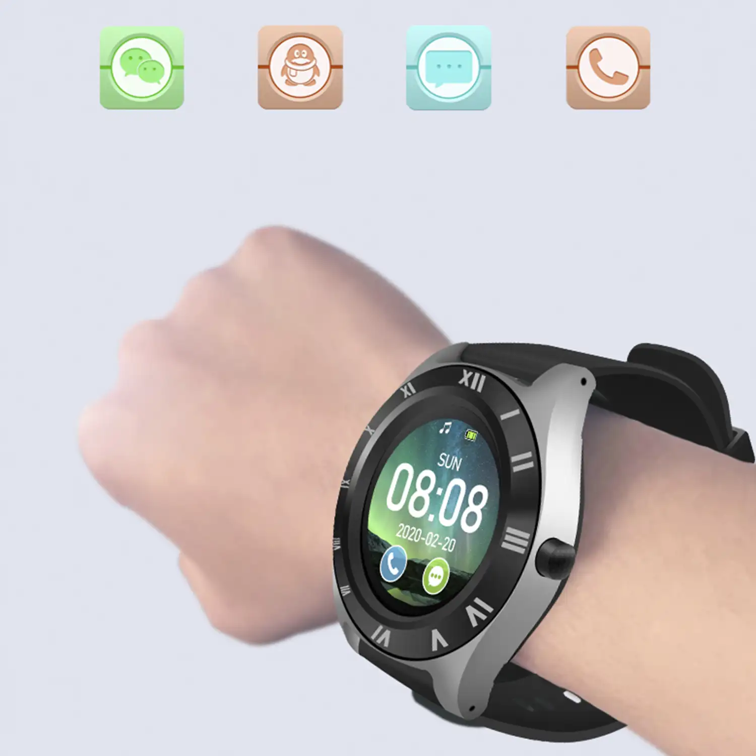 Smartwatch M11 multifunción con cámara, podómetro, aviso de llamadas, notificaciones. App para Android. Opción de SIM y micro SD.