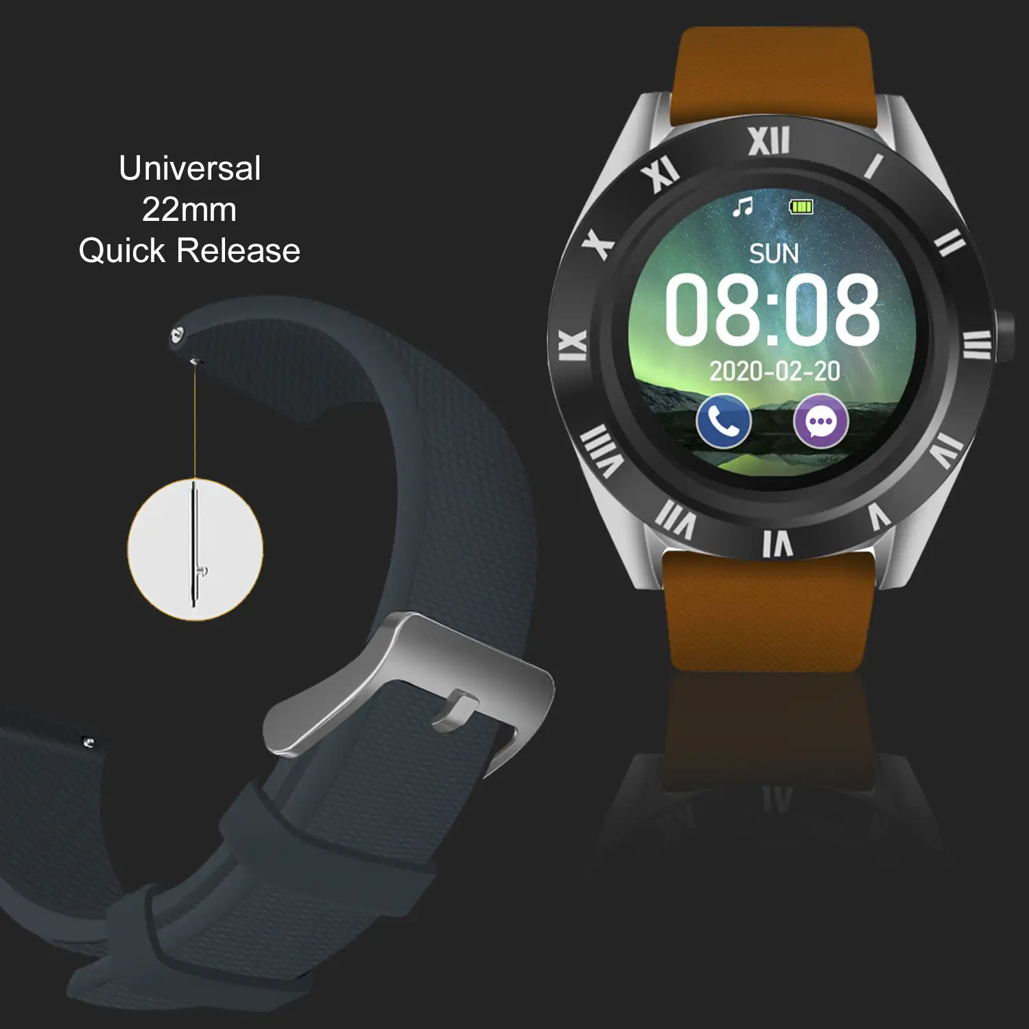 Smartwatch M11 multifunción con cámara, podómetro, aviso de llamadas, notificaciones. App para Android. Opción de SIM y micro SD.