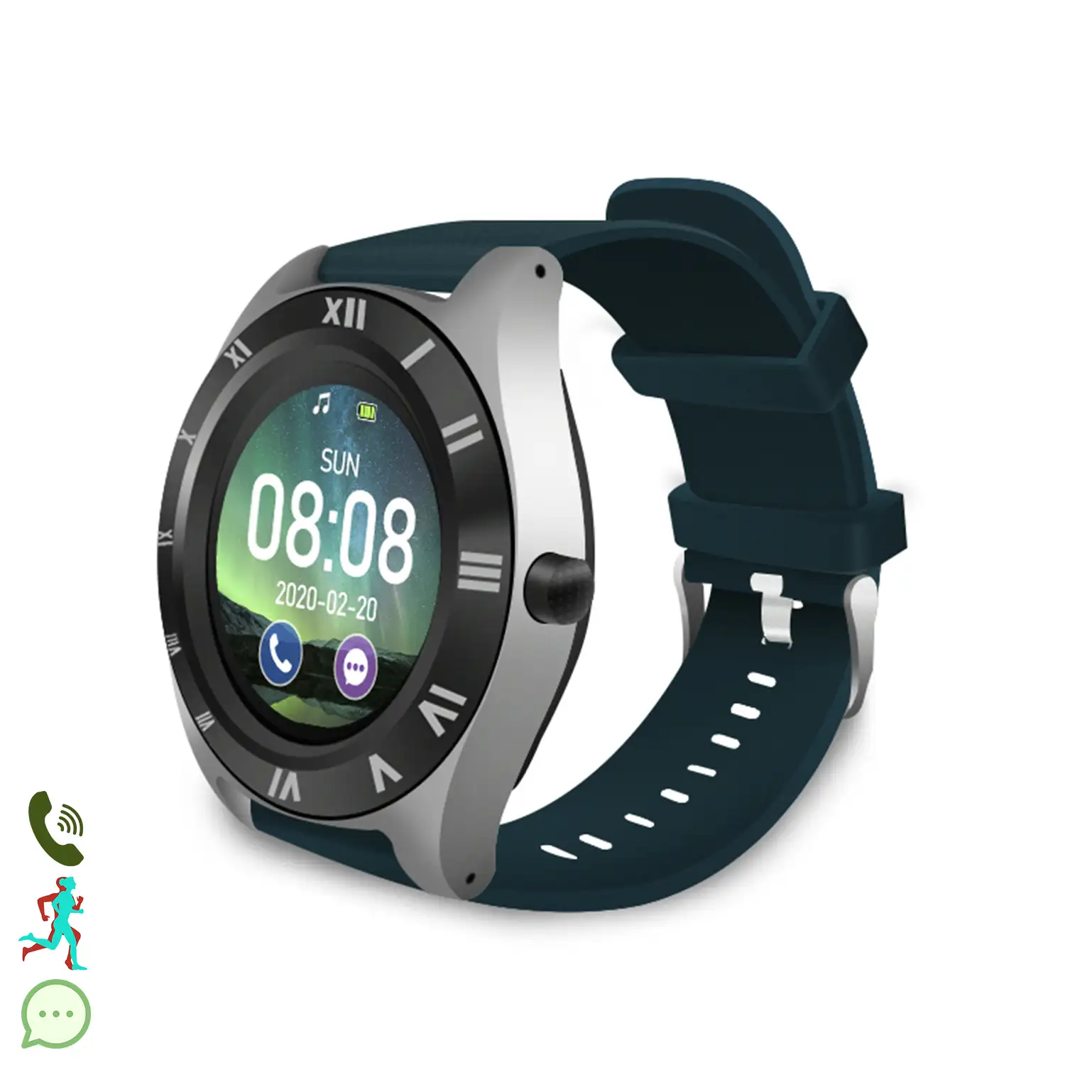 Smartwatch M11 multifunción con cámara, podómetro, aviso de llamadas, notificaciones. App para Android. Opción de SIM y micro SD.