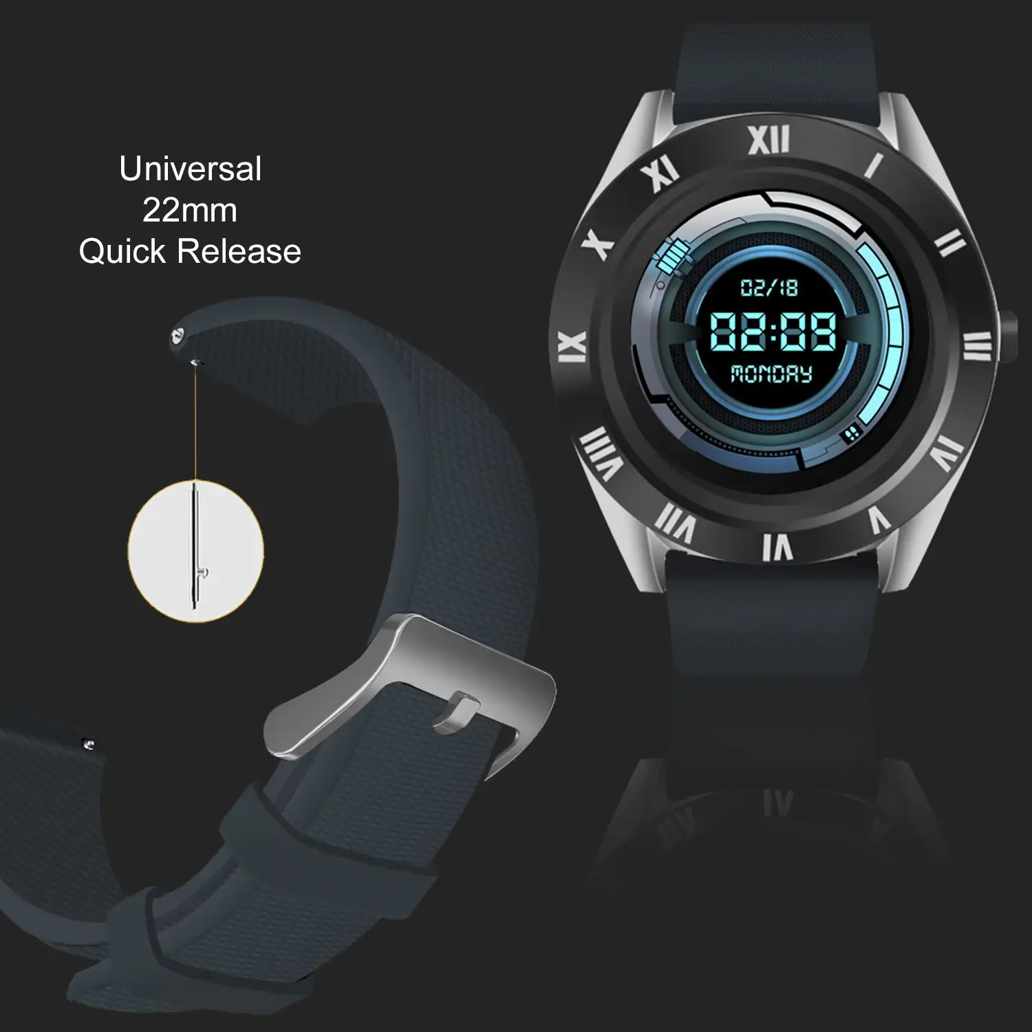 Smartwatch M11 multifunción con cámara, podómetro, aviso de llamadas, notificaciones. App para Android. Opción de SIM y micro SD.