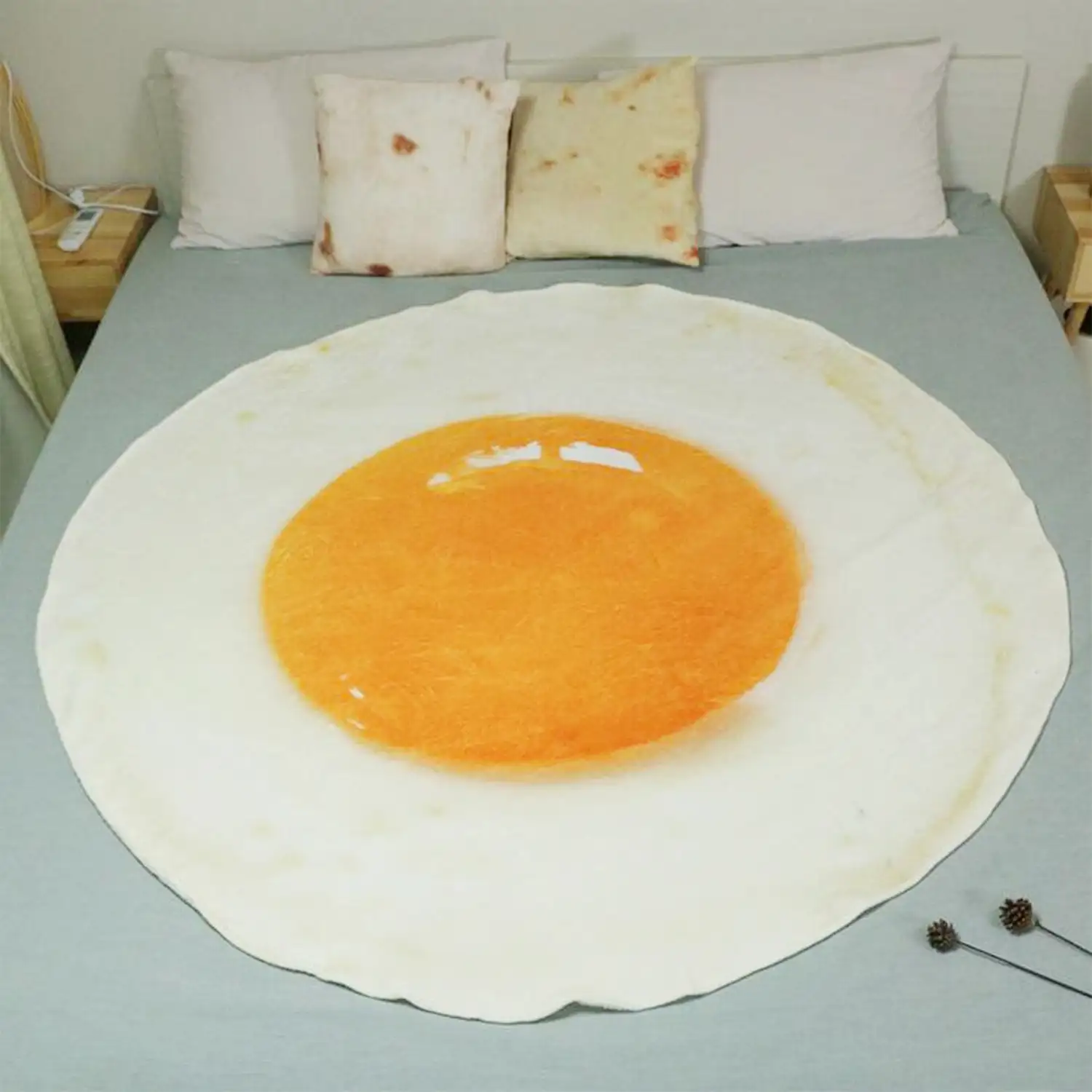 Manta cálida de franela, 180cm diseño Huevo Frito