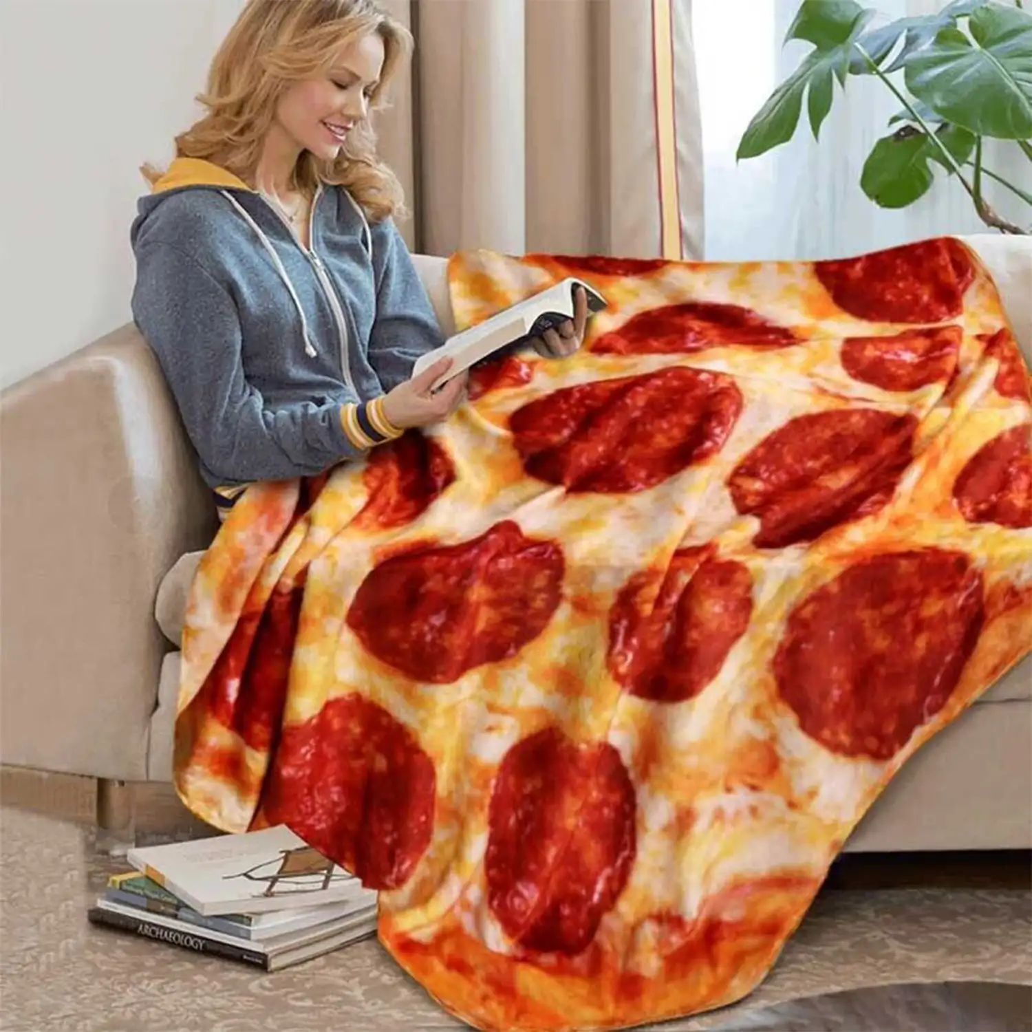 Manta cálida de franela, 180cm diseño Pizza Vegetariana