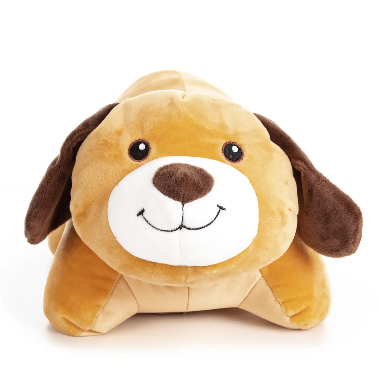 Perrito de peluche convertible en almohada de viaje cojín cervical, 2 en 1.