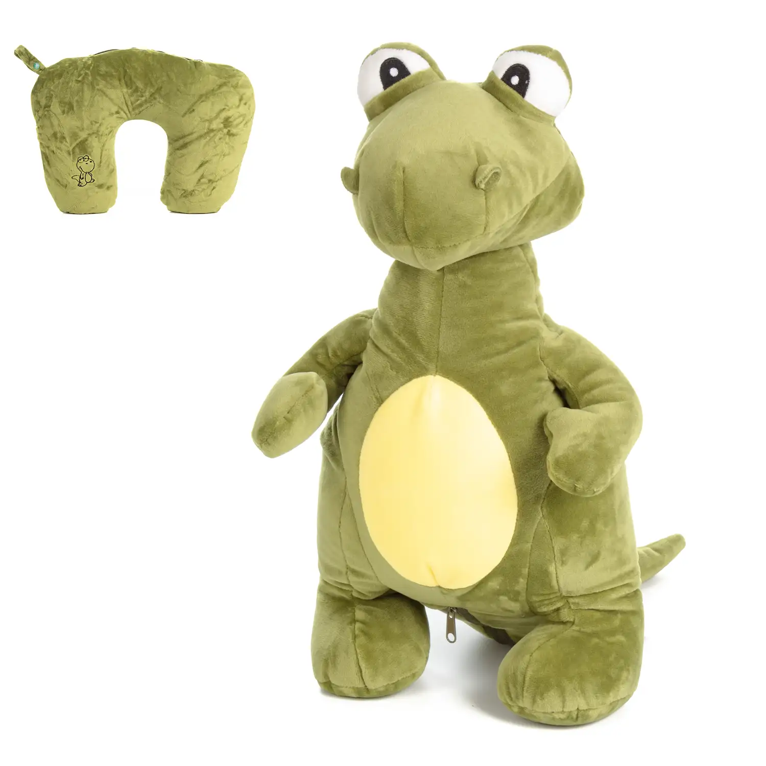 Dinosaurio de peluche convertible en almohada de viaje cojín cervical, 2 en 1.