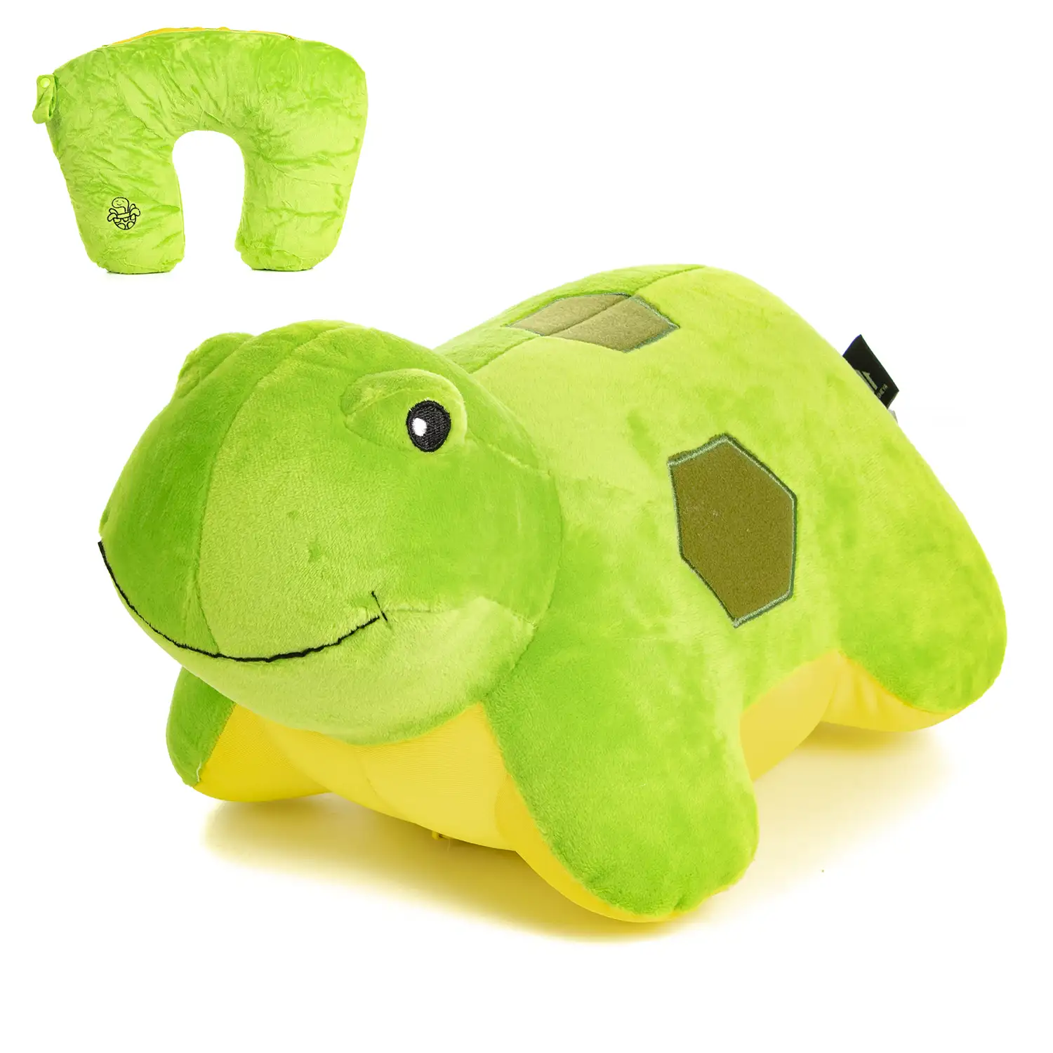 Tortuga de peluche convertible en almohada de viaje para cuello, 2 en 1.