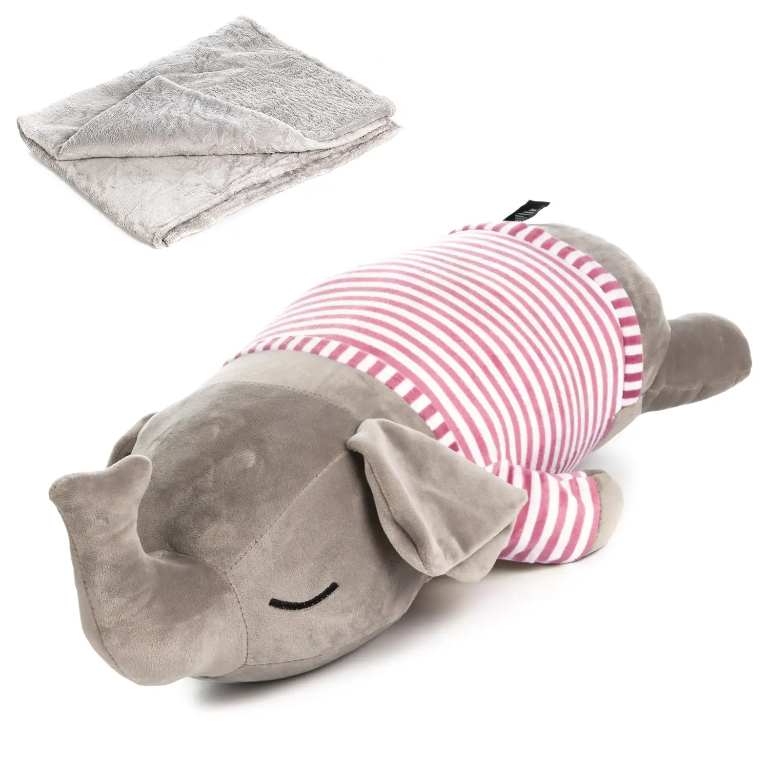 Elefante de peluche con manta de 160x110.