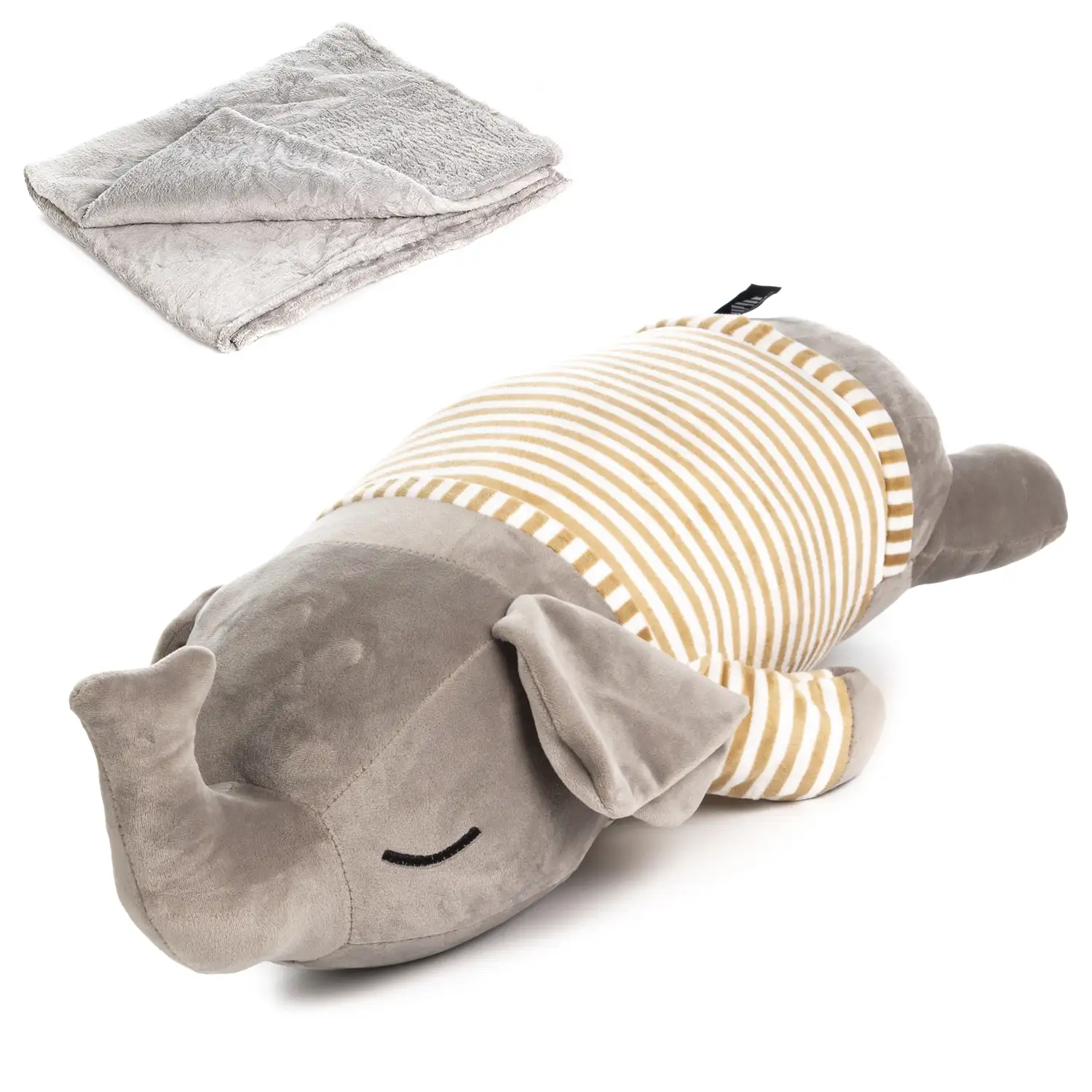 Elefante de peluche con manta de 160x110.