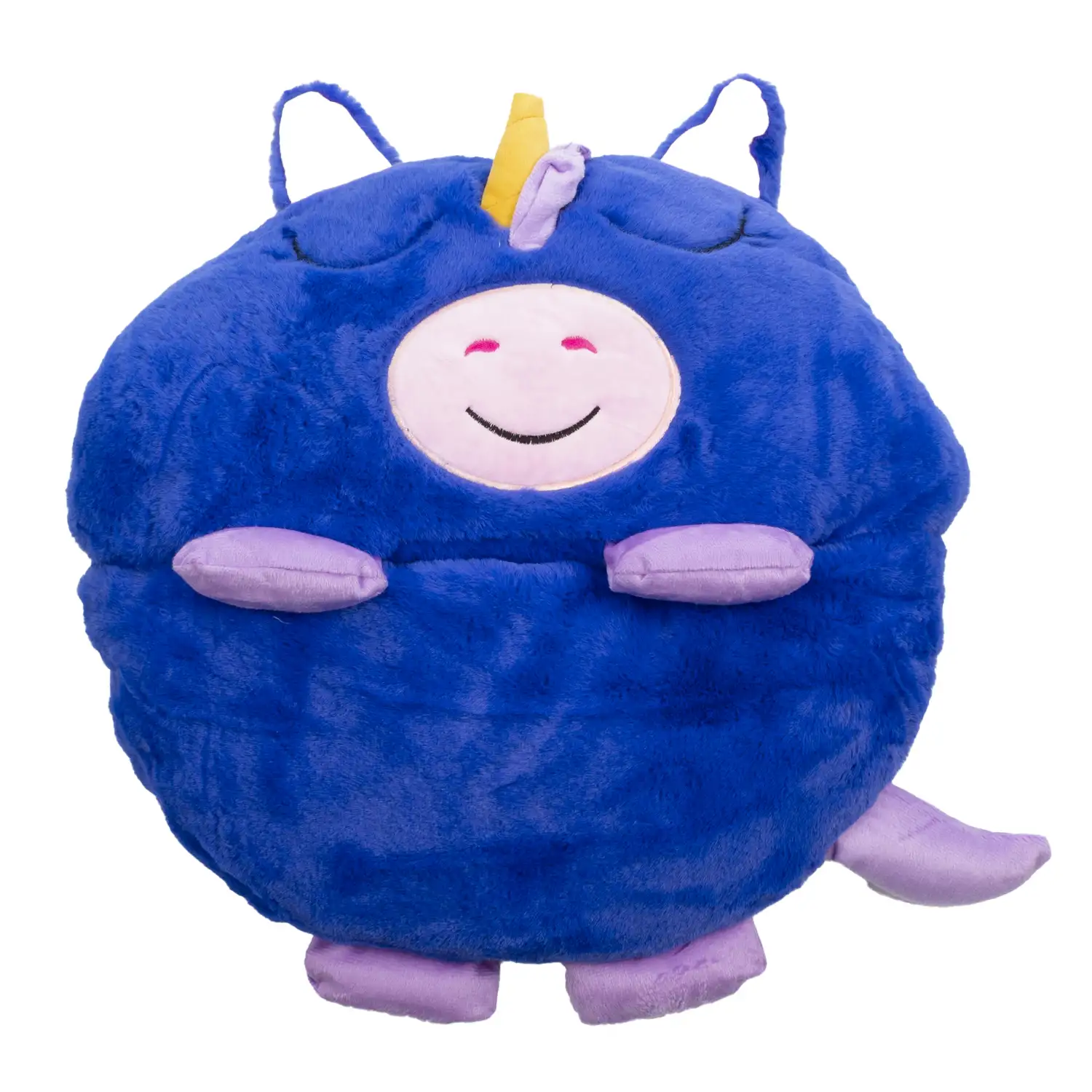 Saco de dormir convertible en almohada, para niños, Cerdicornio Azul Eléctrico. Tacto peluche. Pequeño / S: 128x45cm.