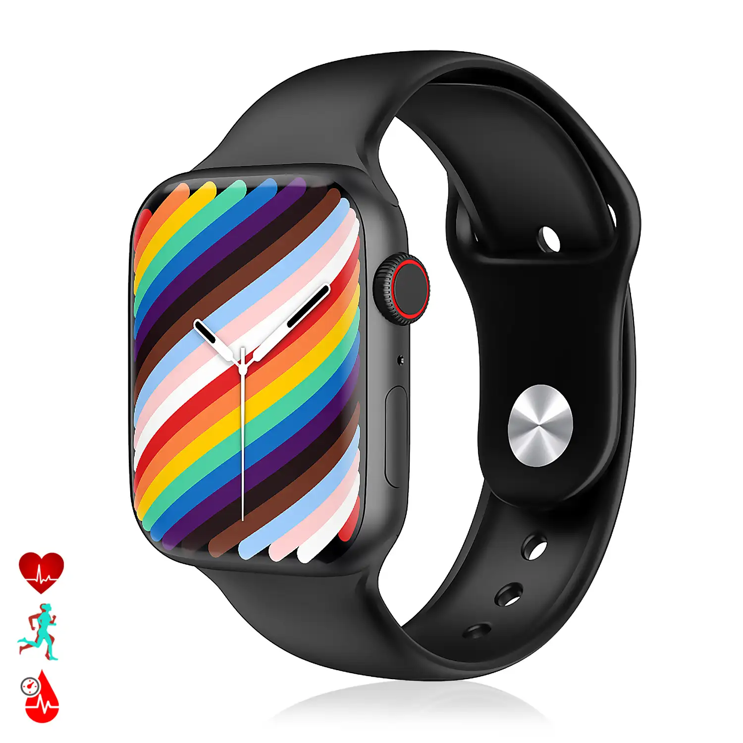 Smartwatch W27 con monitor cardíaco, tensión y de O2 en sangre. Modos deportivos indoor y exteriores. Corona multifunción inteligente.