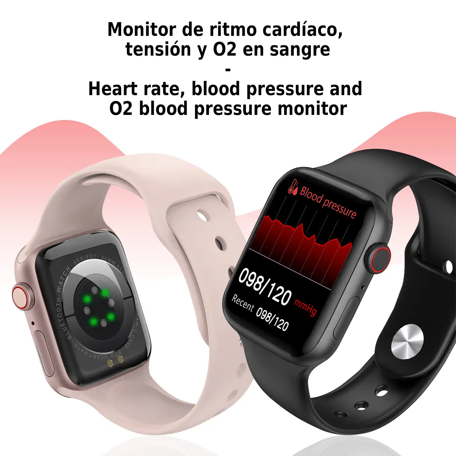 Smartwatch W27 con monitor cardíaco, tensión y de O2 en sangre. Modos deportivos indoor y exteriores. Corona multifunción inteligente.