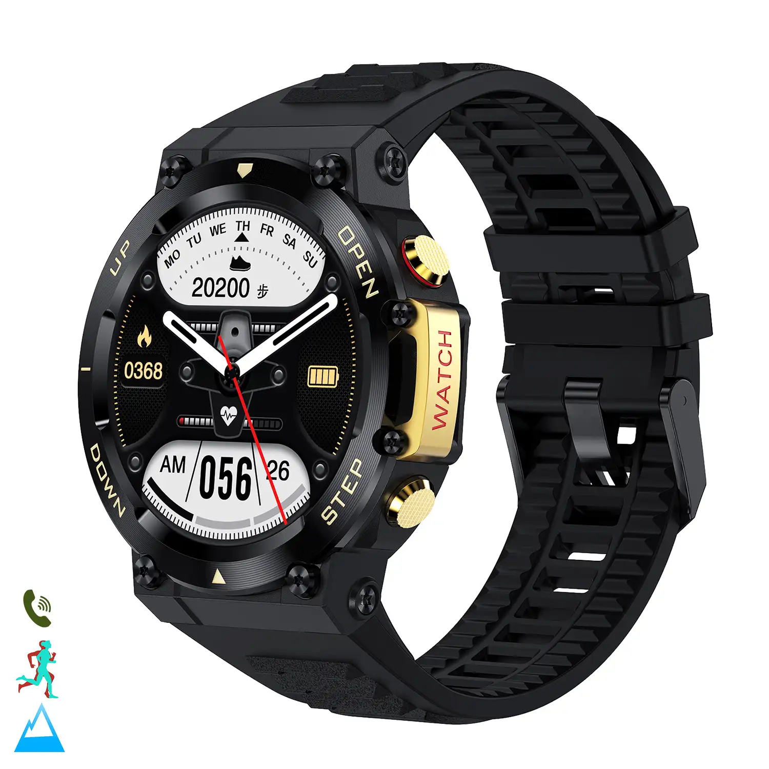 Smartwatch AK45 con monitor de tension y cardiaco informacion meteorologica y modos deportivos. Bateria de 400mAh