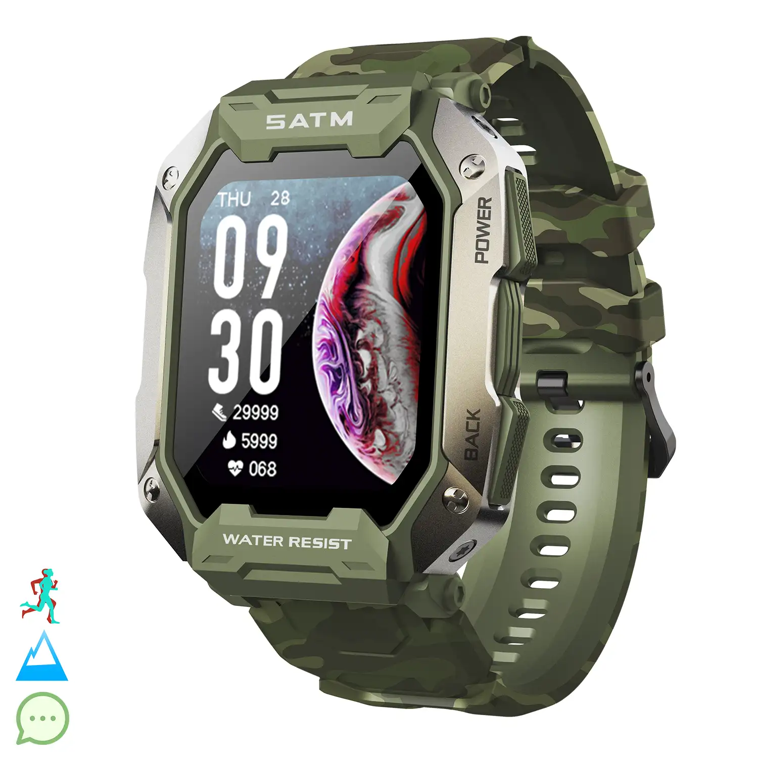 Smartwatch C20 sumergible, pantalla de 1,7 pulgadas y 24 modos deportivos. Monitor cardiaco y de O2.