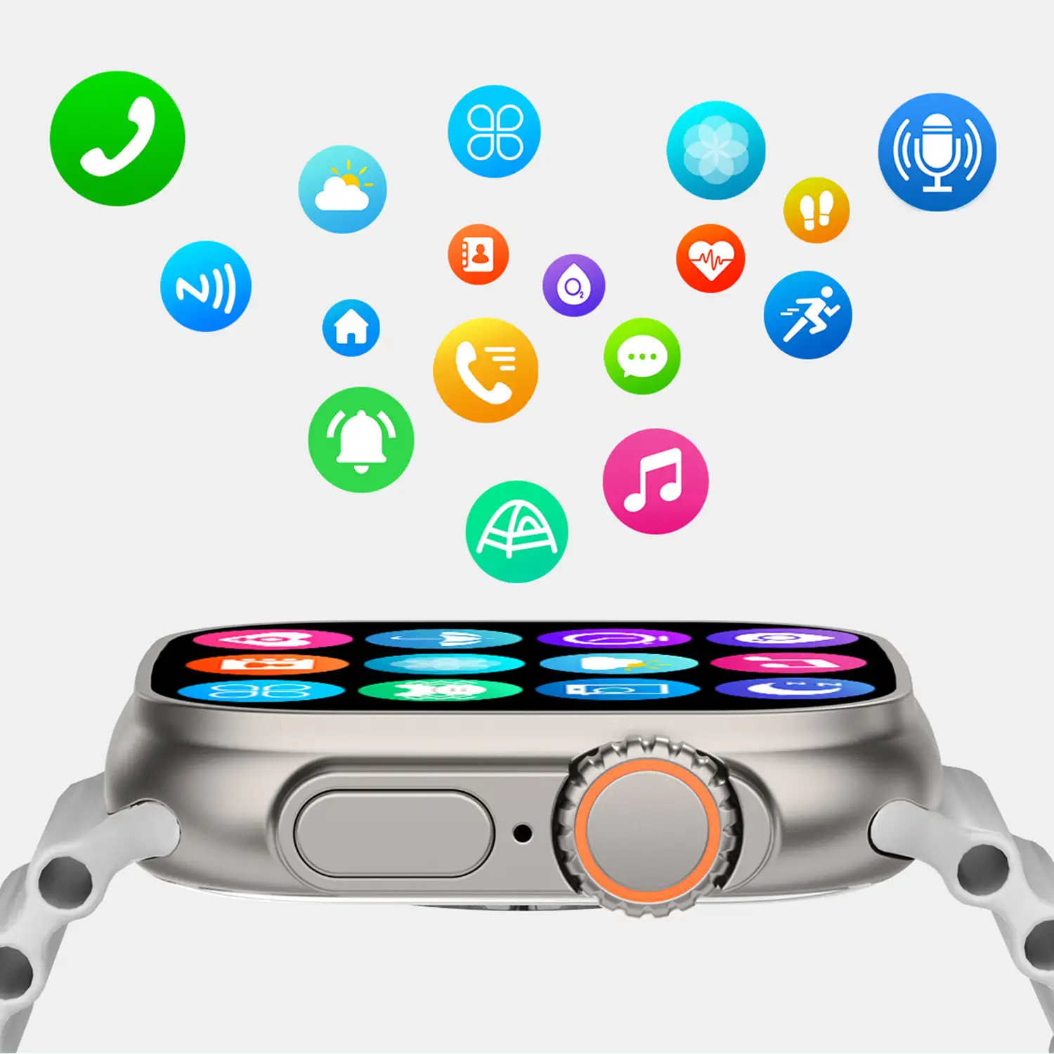  Smartwatch TRAIL DAM8 con pantalla de 2 pulgadas HR y función Always-On. Widgets personalizables. Doble correa, Sea/Trail band.