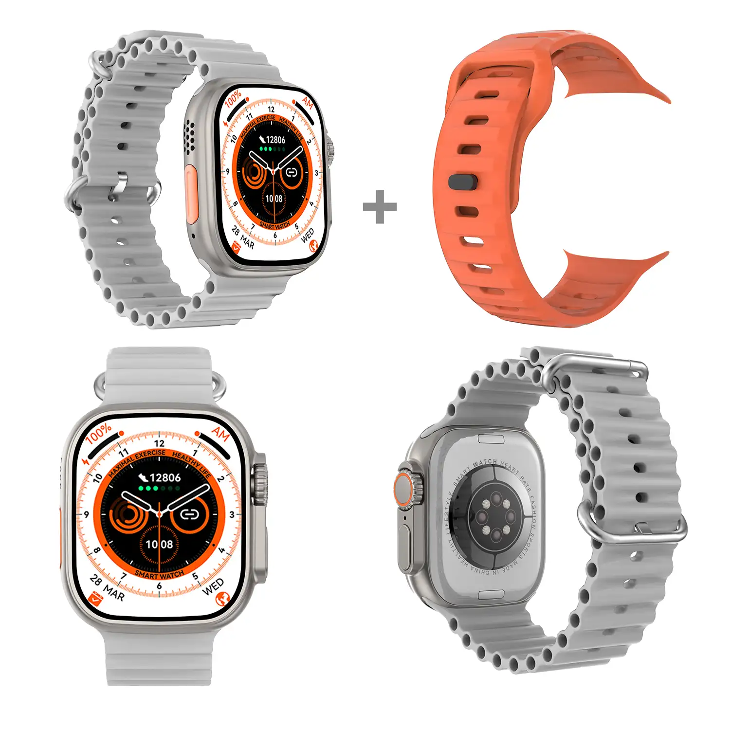  Smartwatch TRAIL DAM8 con pantalla de 2 pulgadas HR y función Always-On. Widgets personalizables. Doble correa, Sea/Trail band.