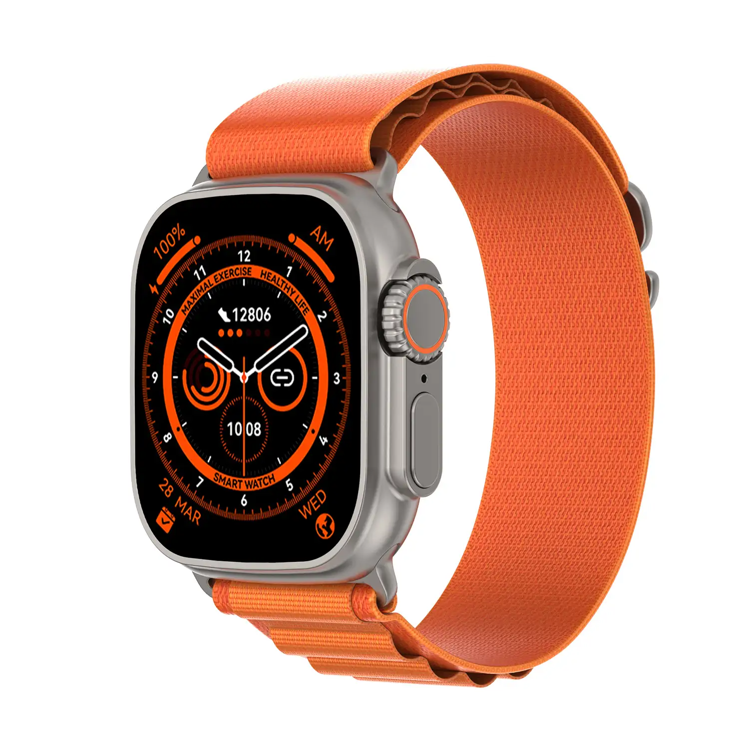 Smartwatch TRAIL DAM8 con pantalla de 2 pulgadas HR y función Always-On. Widgets personalizables. Correa de Nylon.