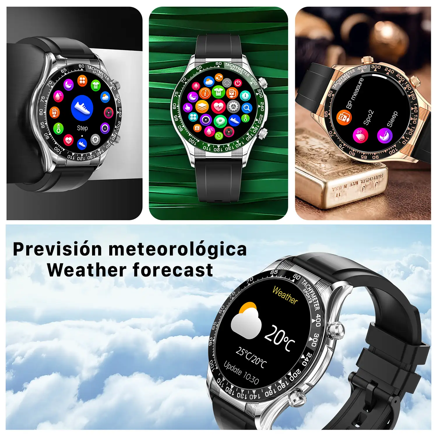 Smartwatch E18 Pro con monitor de tensión y O2 en sangre. 15 modos deportivos, NFC.