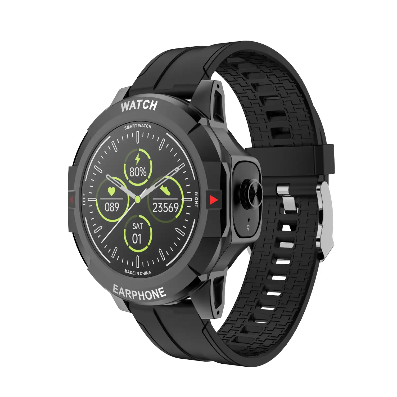 Smartwatch N15 con auriculares TWS integrados. Monitor cardiaco y de tensión. Notificaciones de Apps.