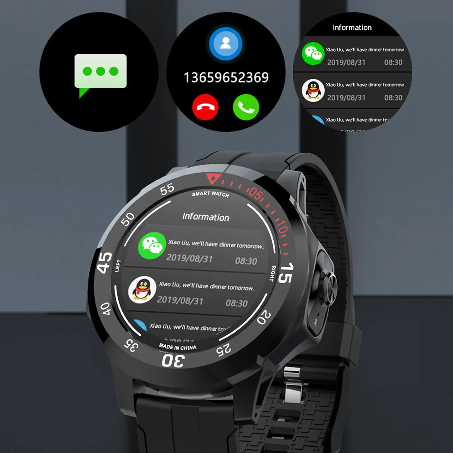 Smartwatch N15 con auriculares TWS integrados. Monitor cardiaco y de tensión. Notificaciones de Apps.