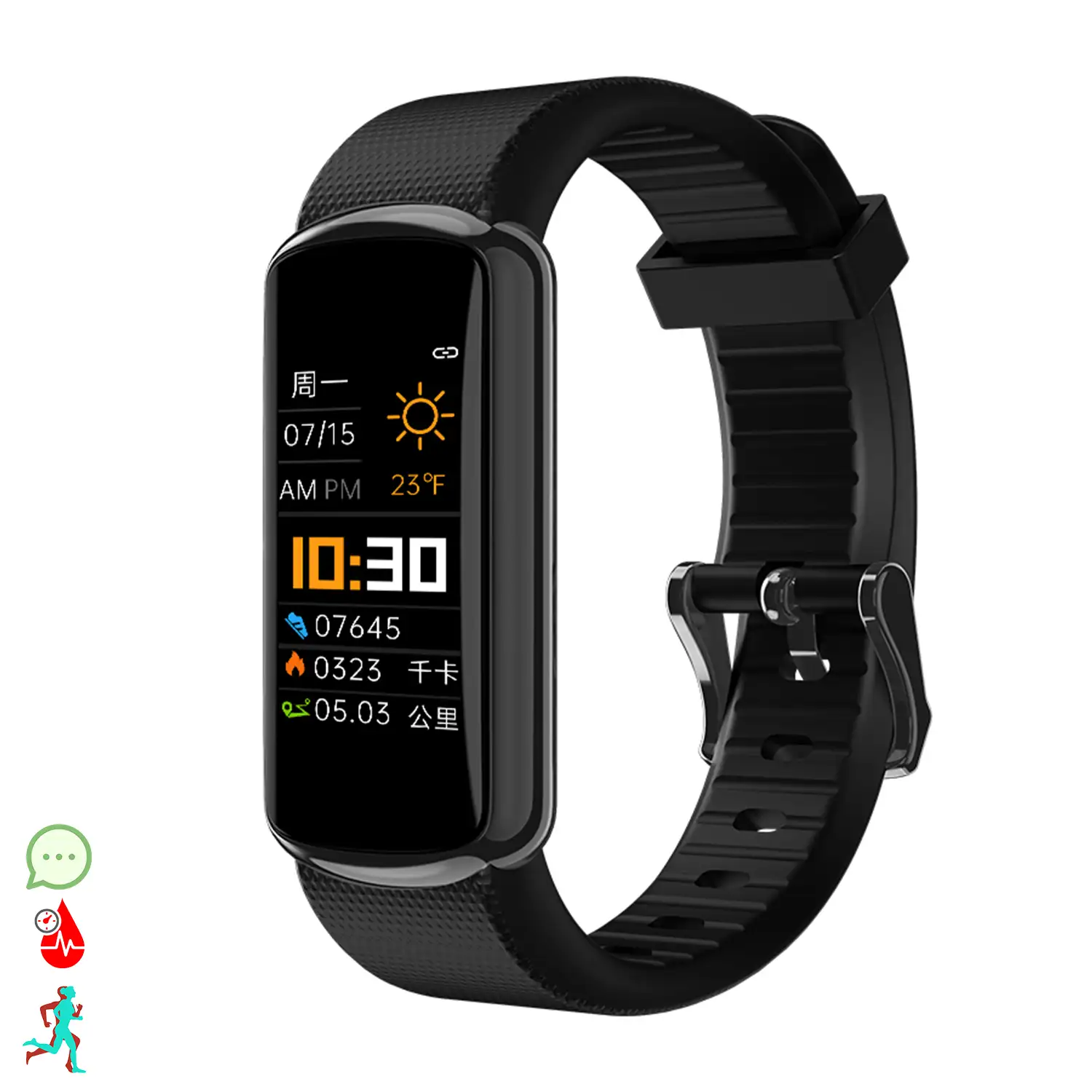 Brazalete inteligente D4 con monitor de tensión y O2. Varios modos deportivos, notificaciones de apps.