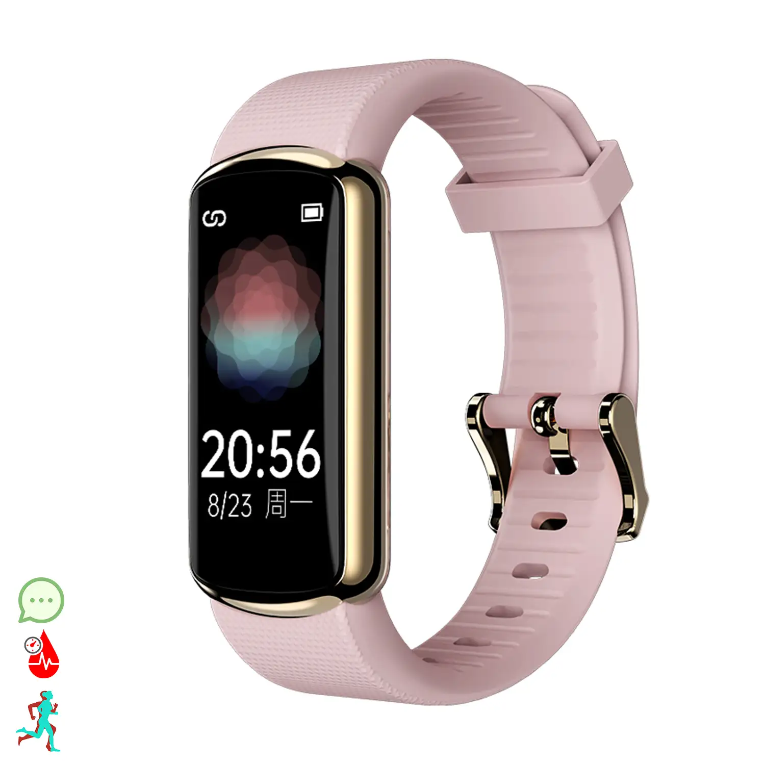 Brazalete inteligente D4 con monitor de tensión y O2. Varios modos deportivos, notificaciones de apps.