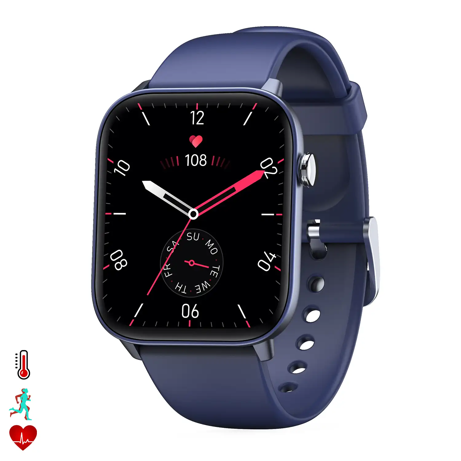 Smartwatch DM19 con pantalla de 1,8, monitor de tensión y O2. Varios modos deportivos, notificaciones de apps.