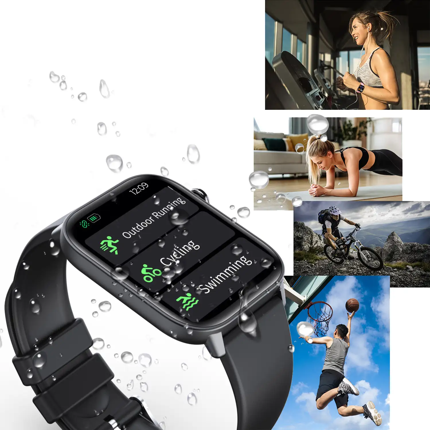 Smartwatch DM19 con pantalla de 1,8, monitor de tensión y O2. Varios modos deportivos, notificaciones de apps.