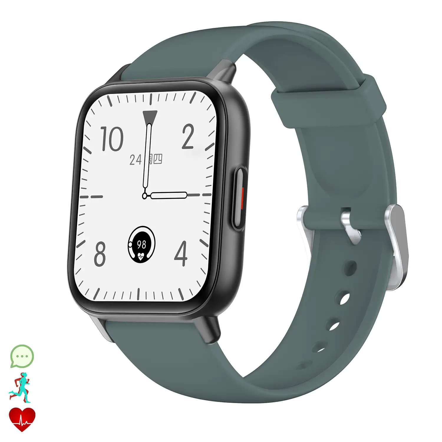 Smartwatch QS16 con termómetro corporal, monitor de tensión y O2. 24 modos deportivos, notificaciones de apps.