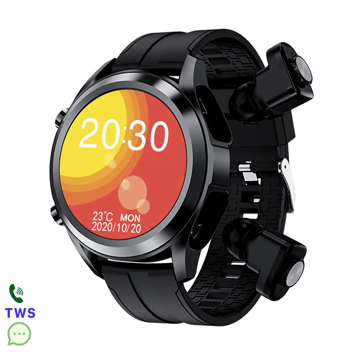 Smartwatch T10 con auriculares TWS integrados. Monitor de tensión y O2 en sangre. Notificaciones de Apps.