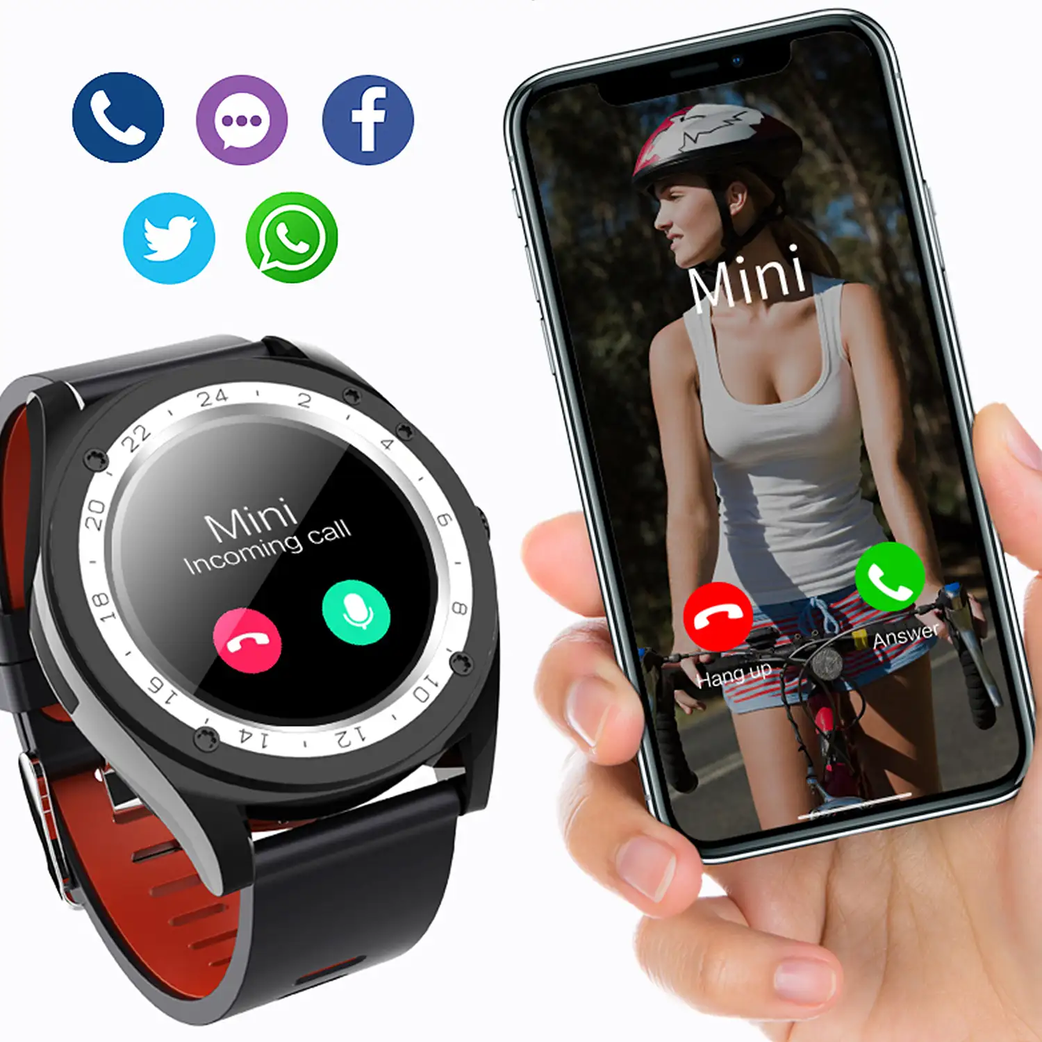 Smartwatch M10 multifunción con podómetro, aviso de llamadas, notificaciones. App para Android. Opción de SIM y micro SD.