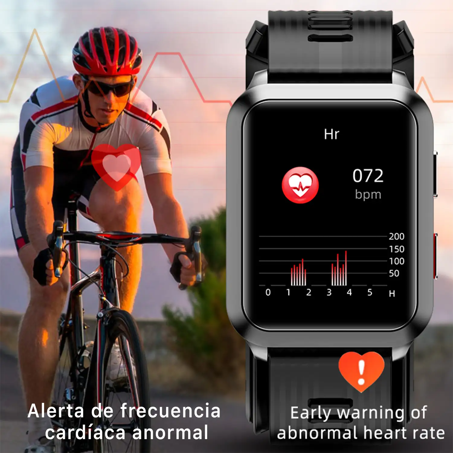 Smartwatch P60 con bomba de aire y balón prueba de presión arterial real. Termómetro corporal, frecuencia respiratoria.