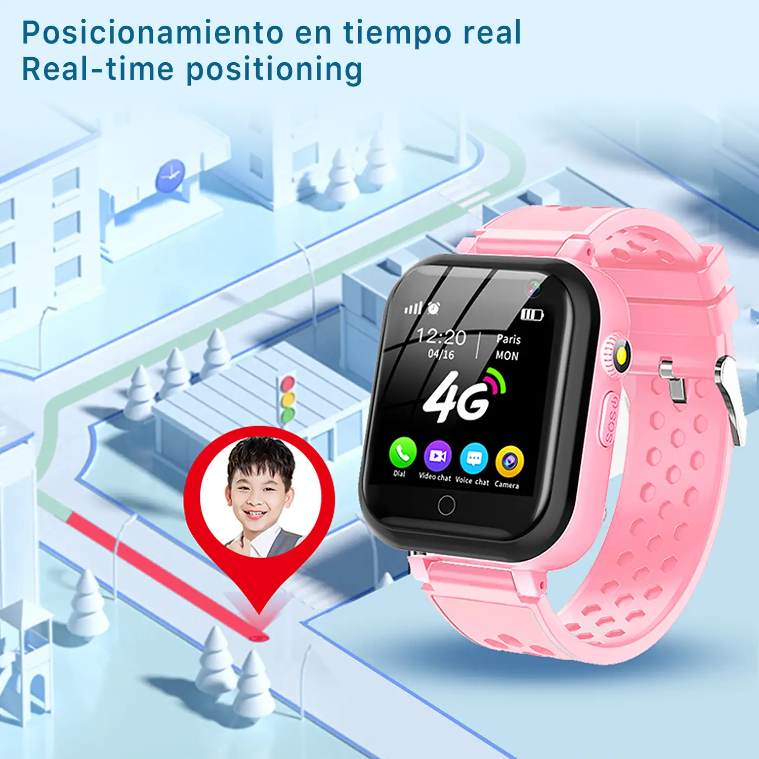 Smartwatch T16 4G localizador GPS Wifi y LBS. Videollamada micro chat boton SOS