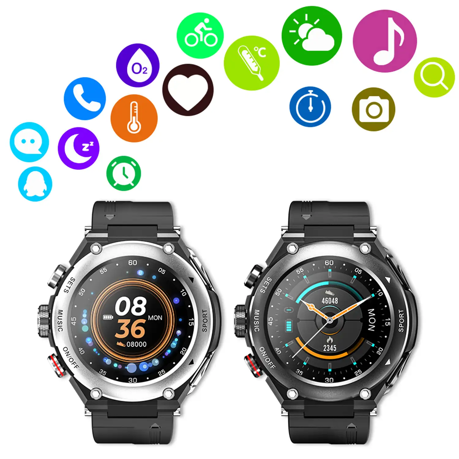 Smartwatch T92 con auriculares TWS integrados y memoria interna para musica. Monitor cardiaco y de tension