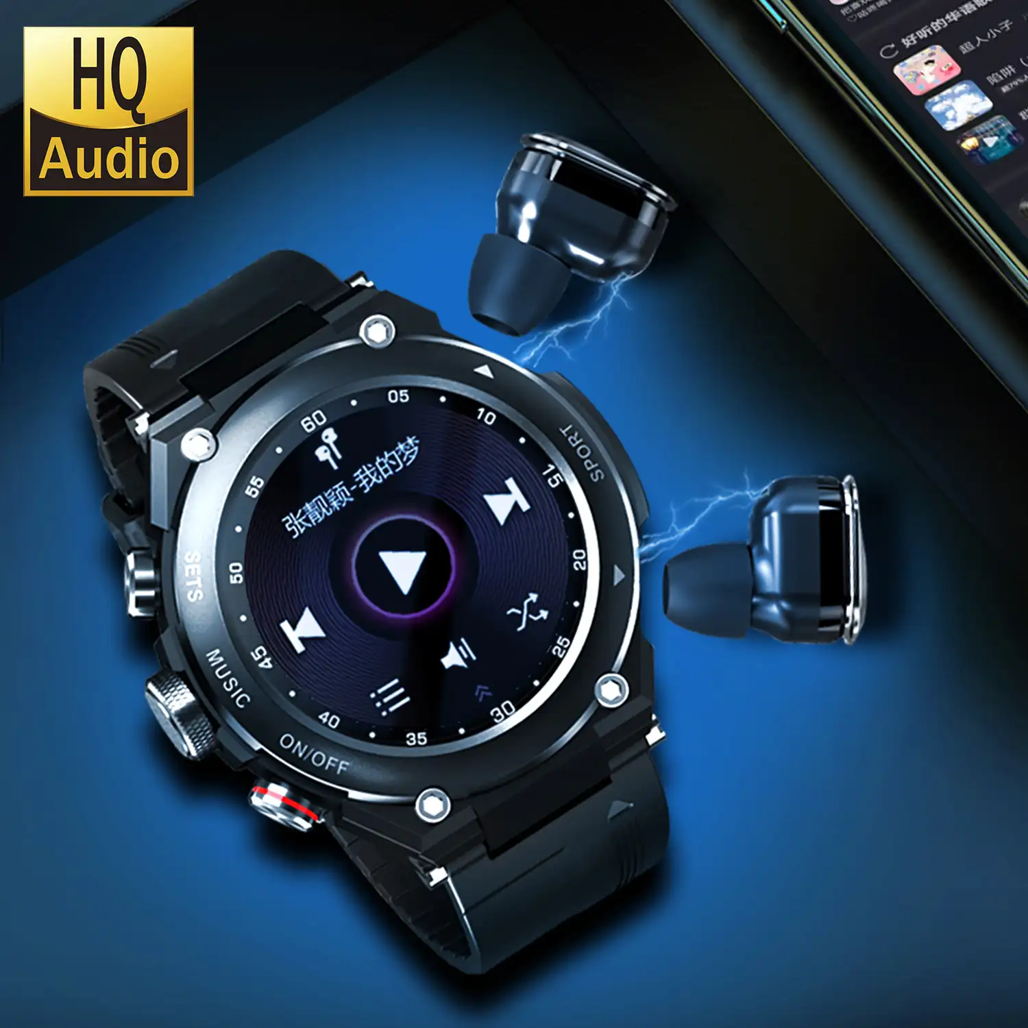 Smartwatch T92 con auriculares TWS integrados y memoria interna