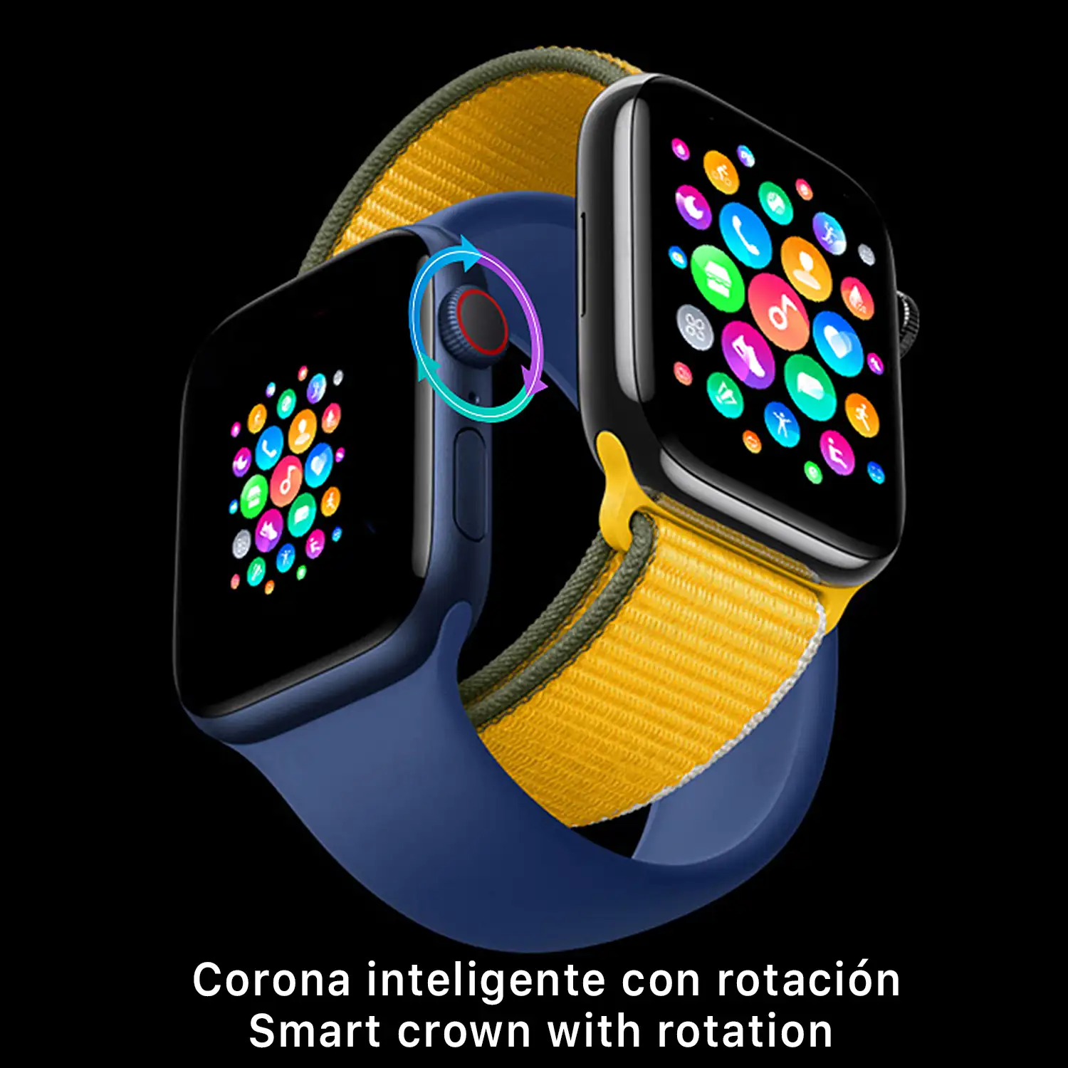 Smartwatch T900 Pro 7 con corona multifunción, monitor cardiaco y de tensión. Varios modos deportivos, notificaciones de apps.