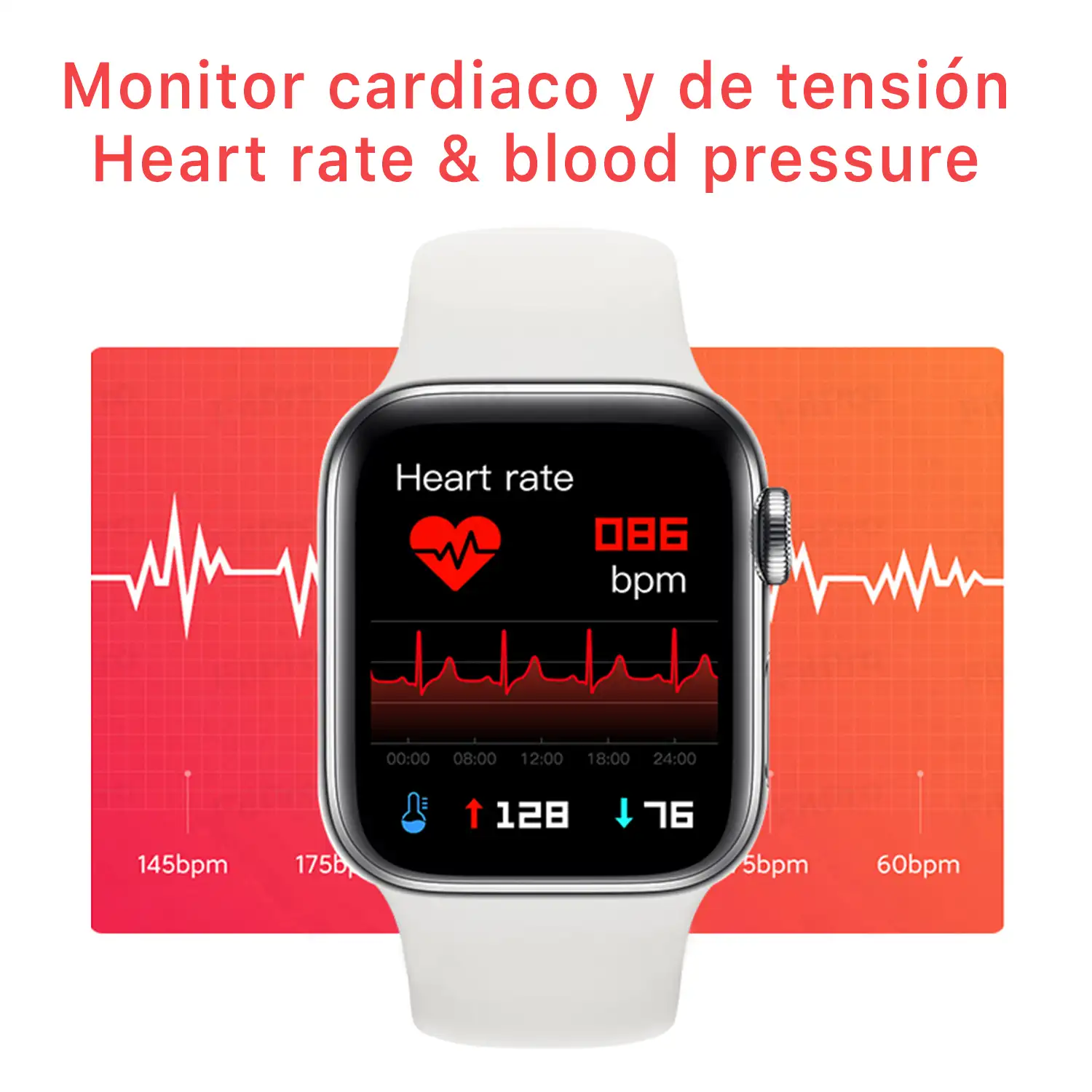 Smartwatch T900 Pro 7 con corona multifunción, monitor cardiaco y de tensión. Varios modos deportivos, notificaciones de apps.