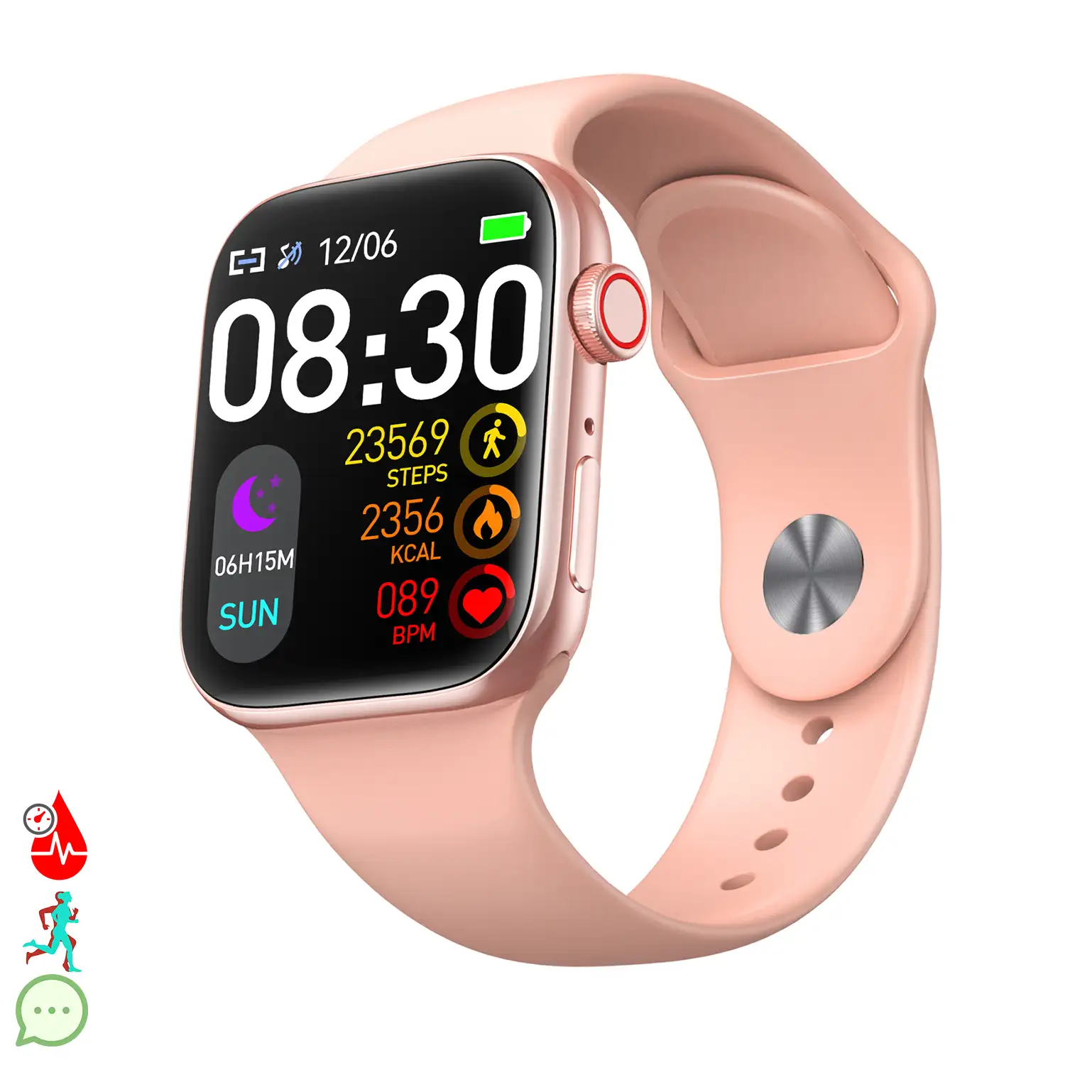 Smartwatch T900 Pro 8 con pantalla de 1,8 HR, monitor cardiaco y de O2 en sangre. Varios modos deportivos, notificaciones de apps.