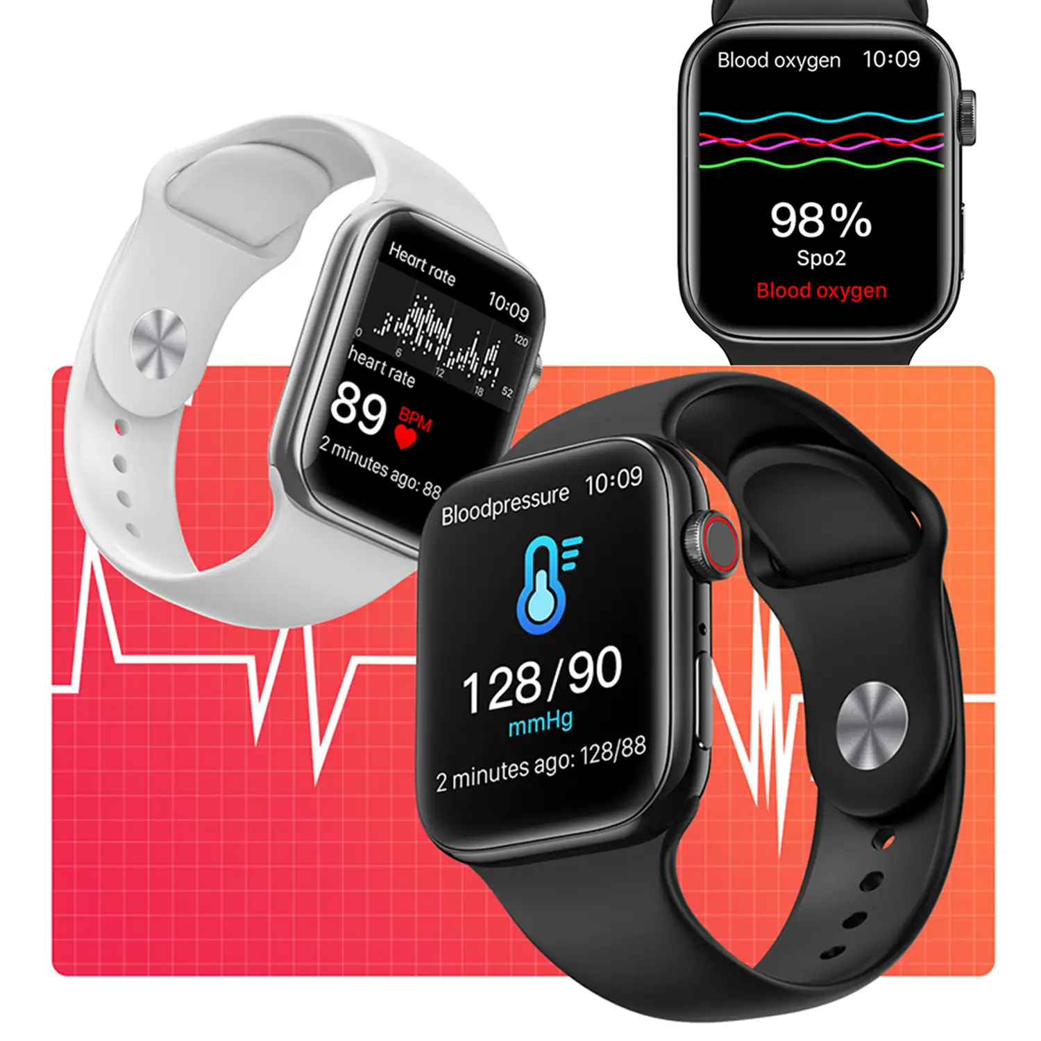 Smartwatch T900 Pro 8 con pantalla de 1,8 HR, monitor cardiaco y de O2 en sangre. Varios modos deportivos, notificaciones de apps.